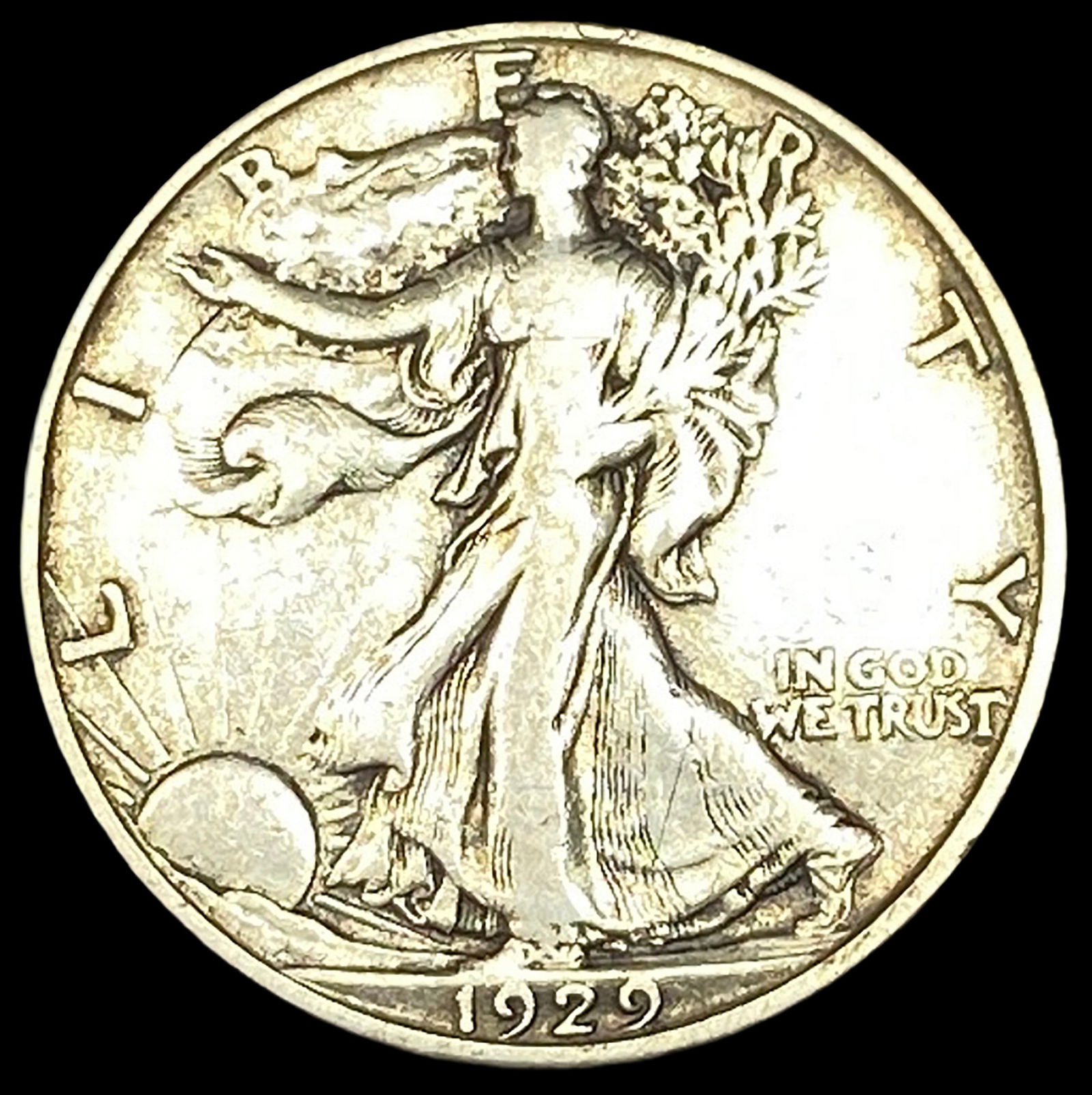 1929-S Silver Walking Liberty Half Dollar NICELY CIRCULATED (1 of 2)