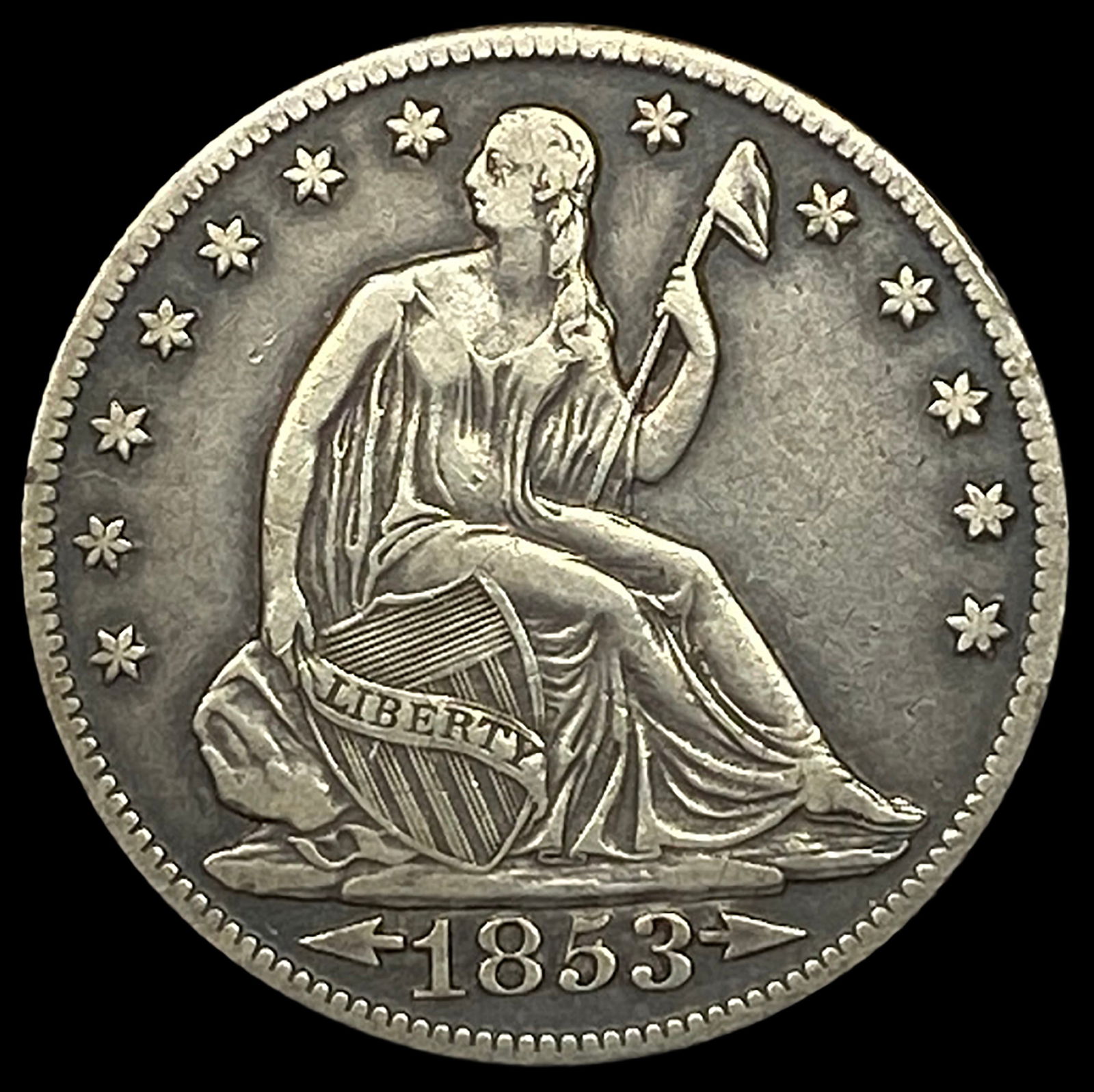 1853-O Silver Seated Liberty Half Dollar ABOUT UNCIRCULATED (1 of 2)