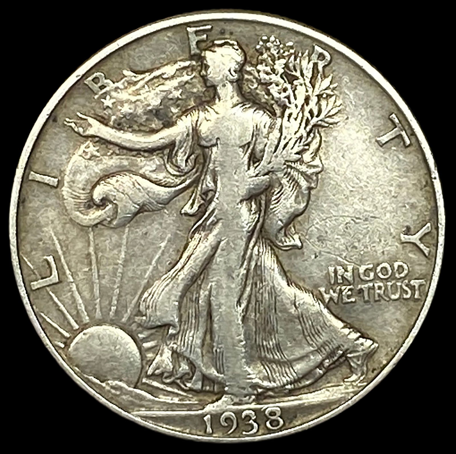 1938-D Silver Walking Liberty Half Dollar NICELY CIRCULATED (1 of 2)