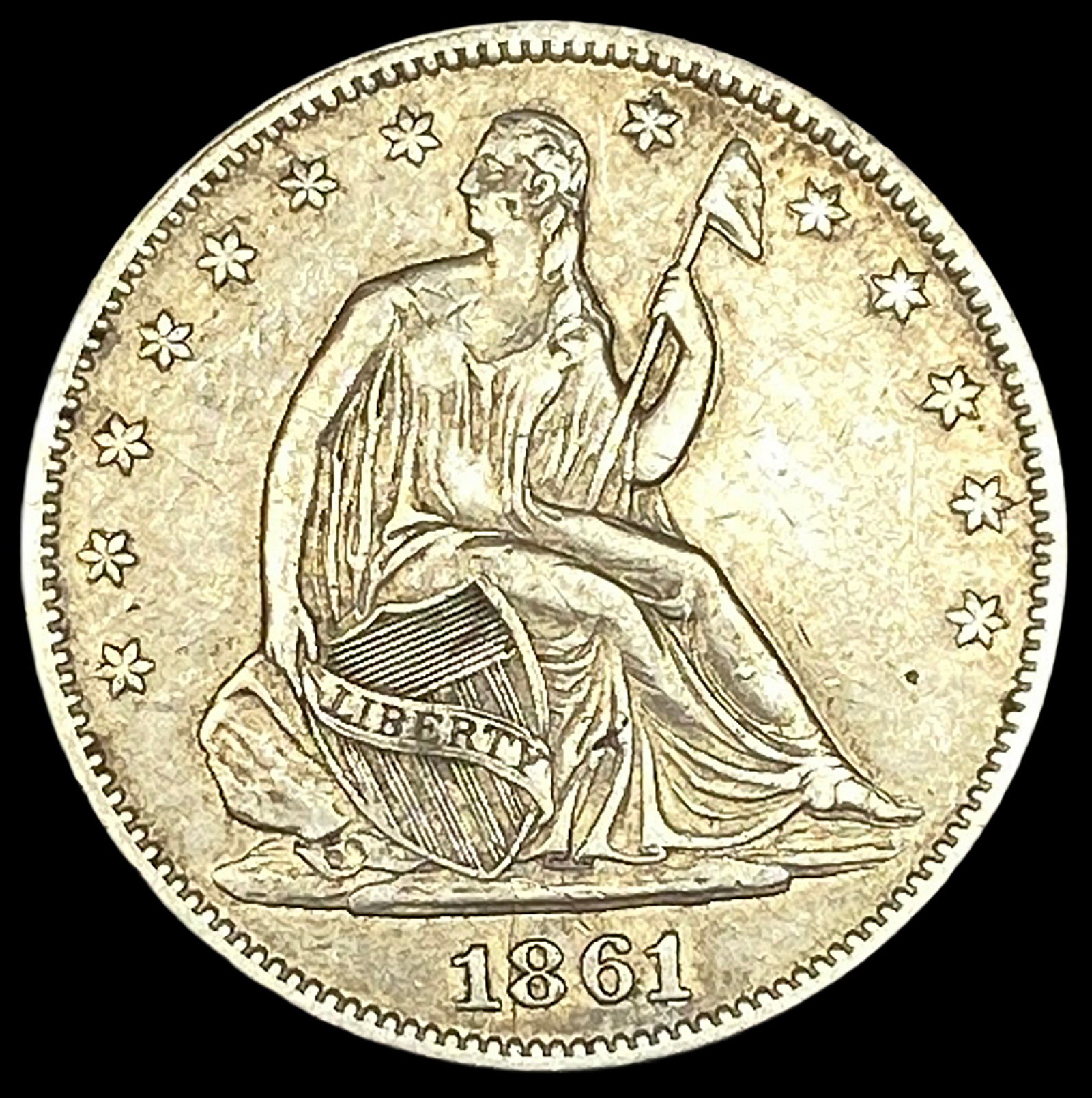 1861 Seated Liberty Half Dollar NEARLY UNCIRCULATED (1 of 2)