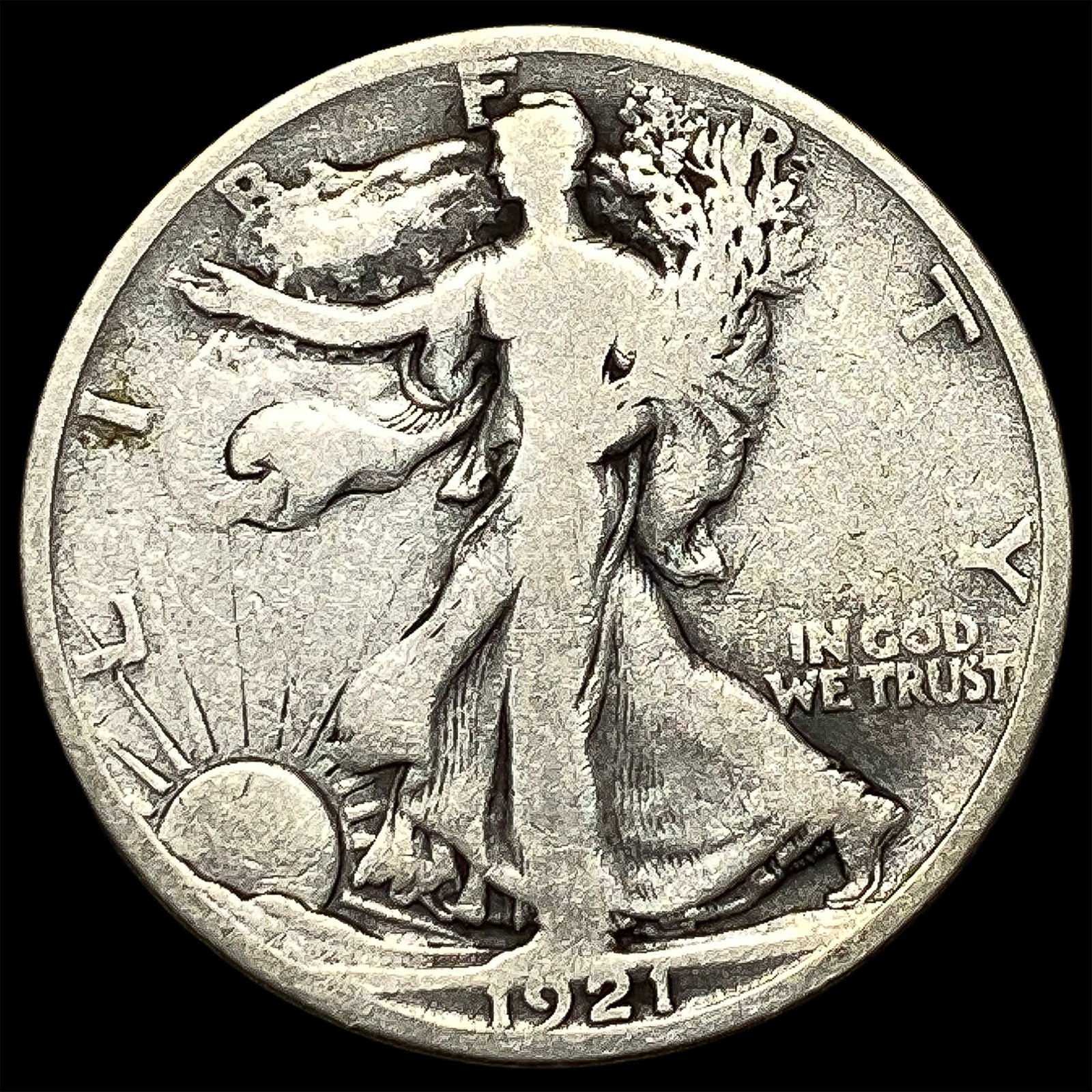 1921-S Silver Walking Liberty Half Dollar NICELY CIRCULATED (1 of 2)