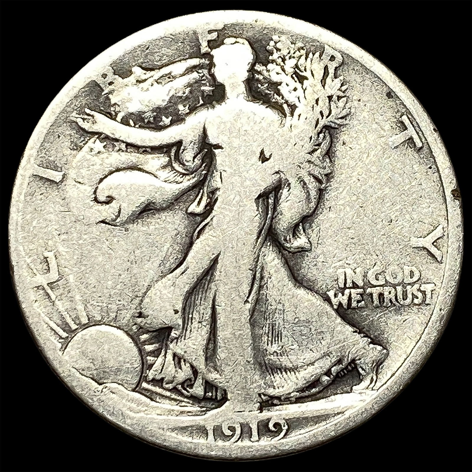 1919-S Silver Walking Liberty Half Dollar NICELY CIRCULATED (1 of 2)