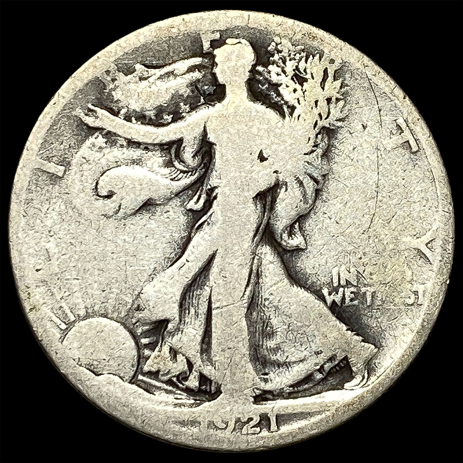 1921-S Silver Walking Liberty Half Dollar NICELY CIRCULATED (1 of 2)