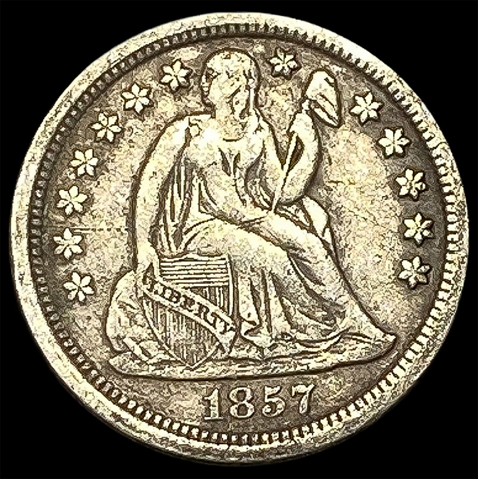 1857 Seated Liberty Dime NEARLY UNCIRCULATED (1 of 2)