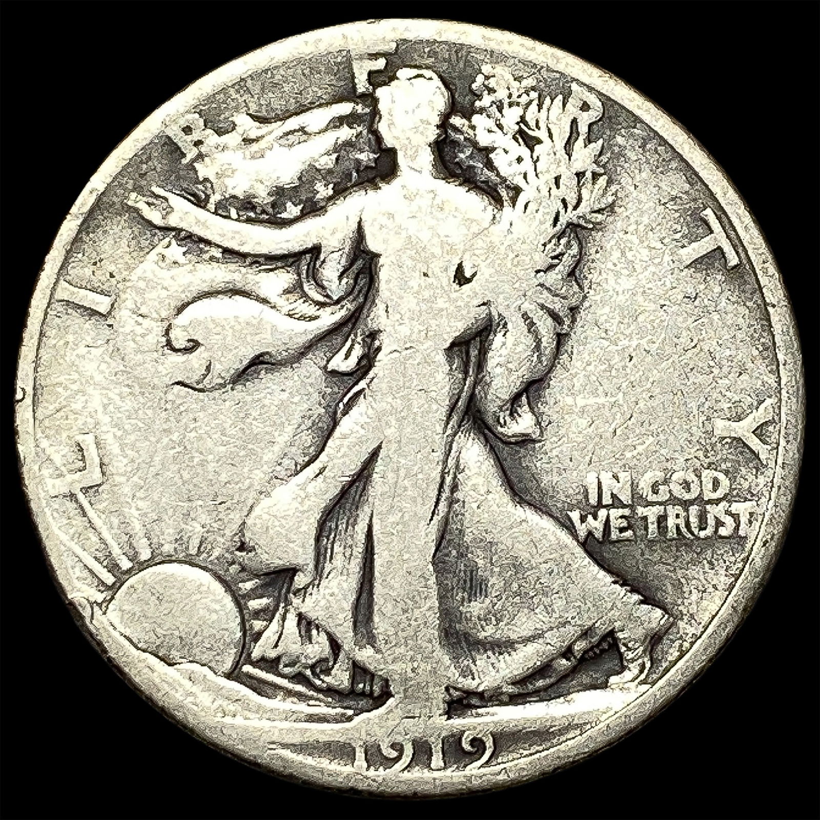 1919-D Silver Walking Liberty Half Dollar NICELY CIRCULATED (1 of 2)
