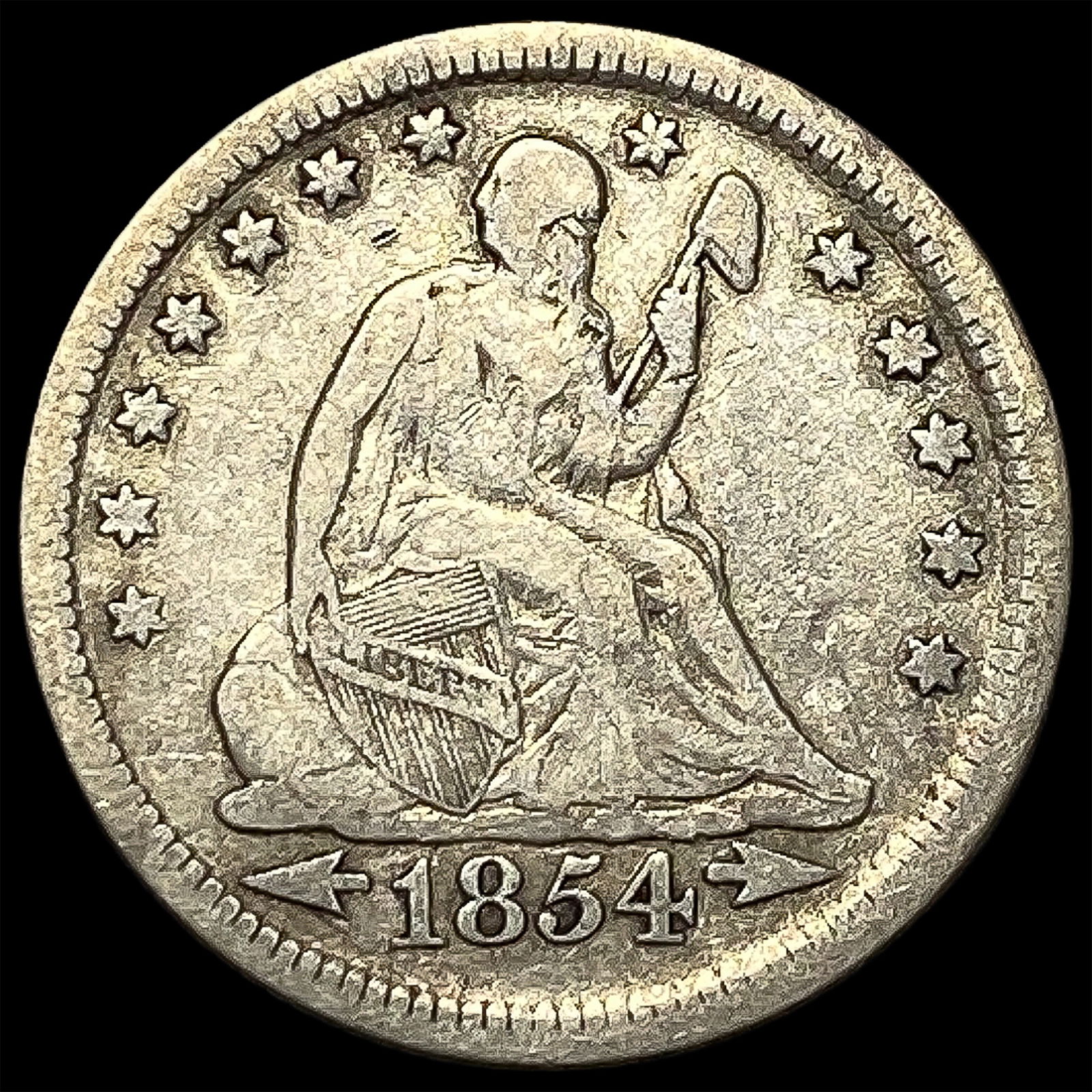 1854 Arrows Seated Liberty Quarter NICELY CIRCULATED (1 of 2)