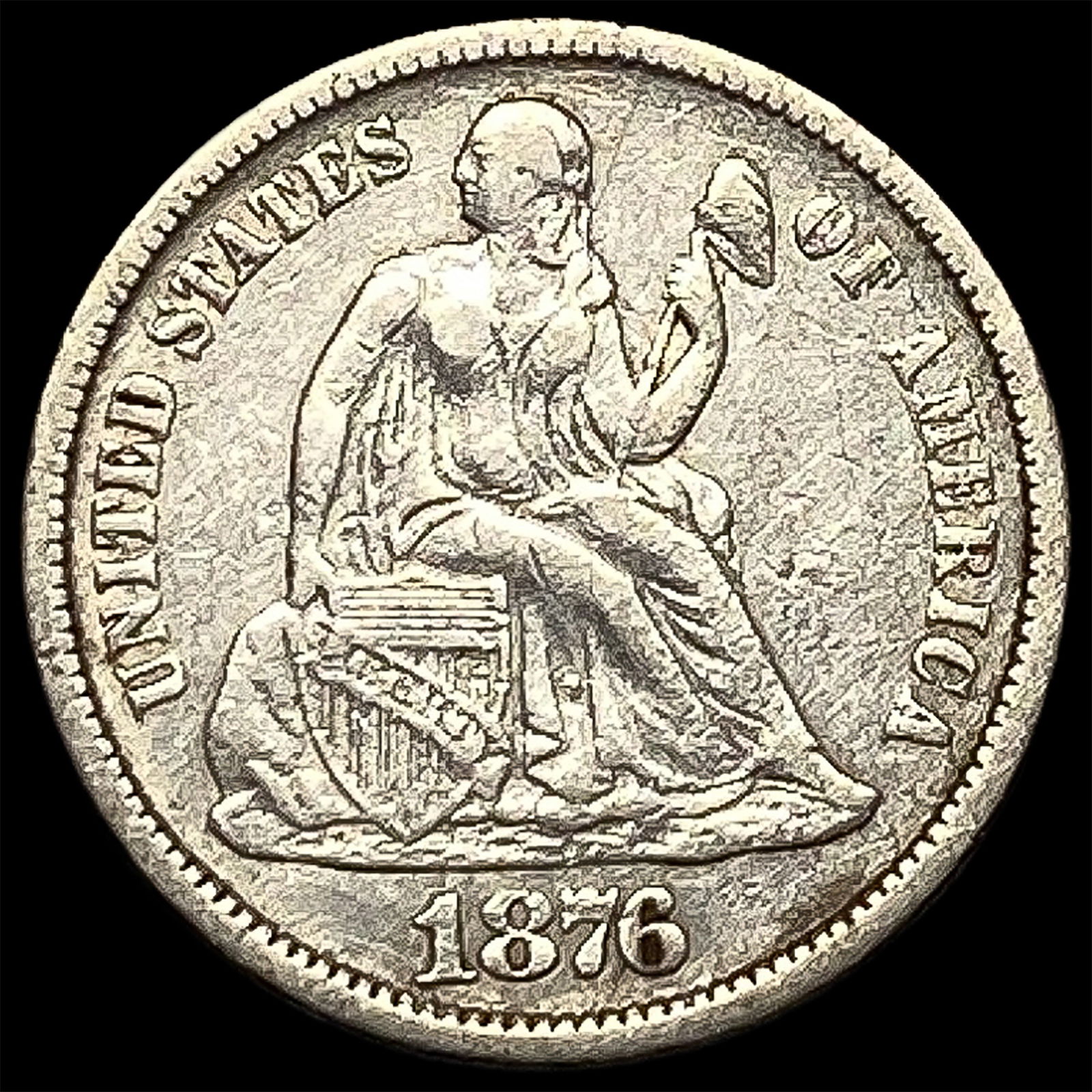 1876-CC Silver Seated Liberty Dime NICELY CIRCULATED (1 of 2)