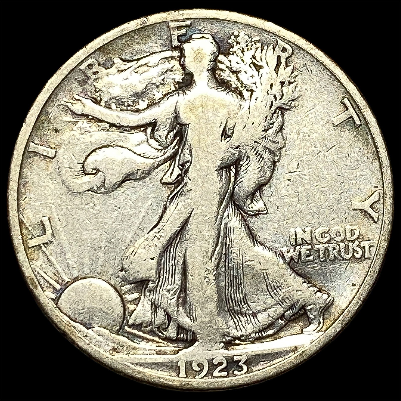 1923-S Silver Walking Liberty Half Dollar NICELY CIRCULATED (1 of 2)