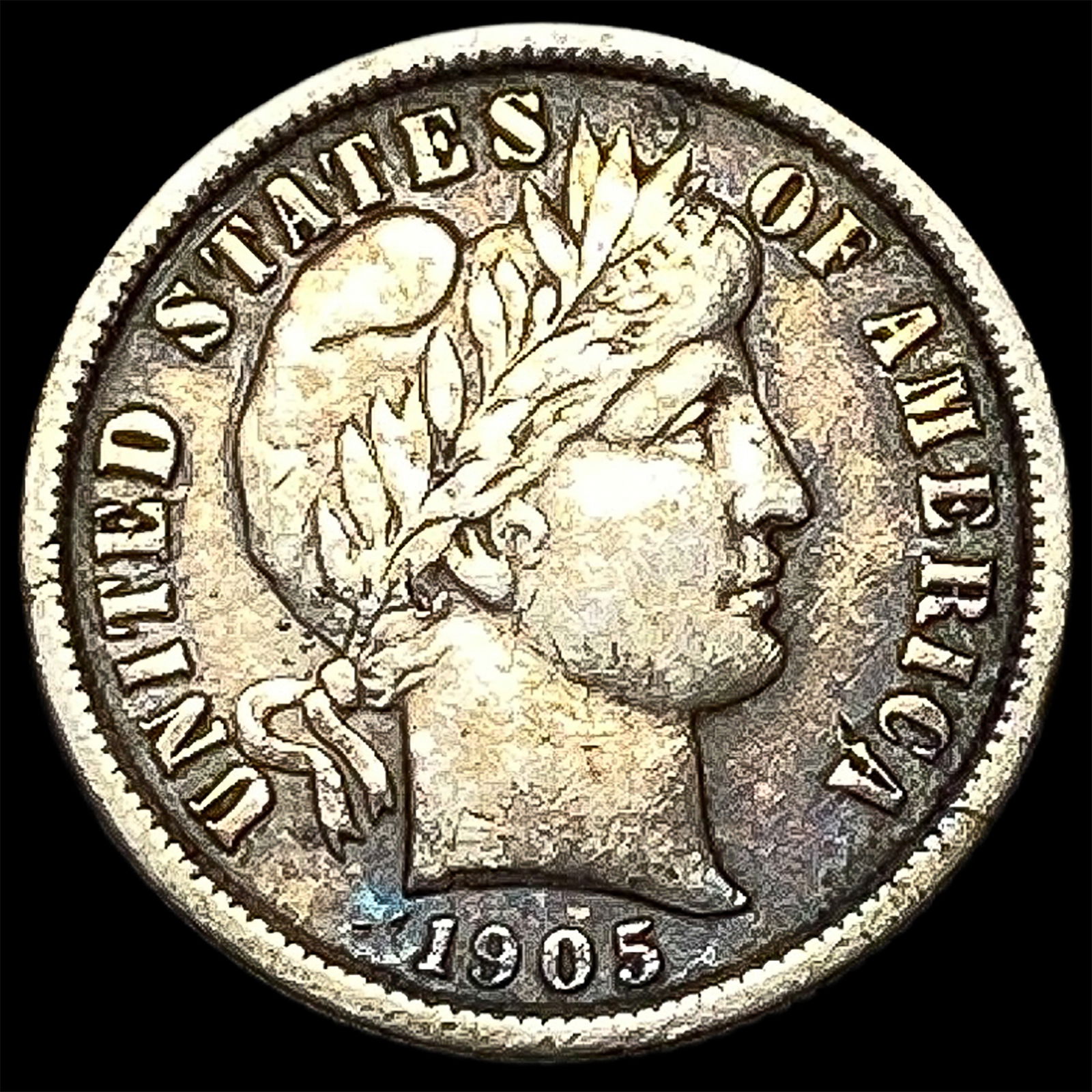 1905-S Silver Barber Dime ABOUT UNCIRCULATED (1 of 2)