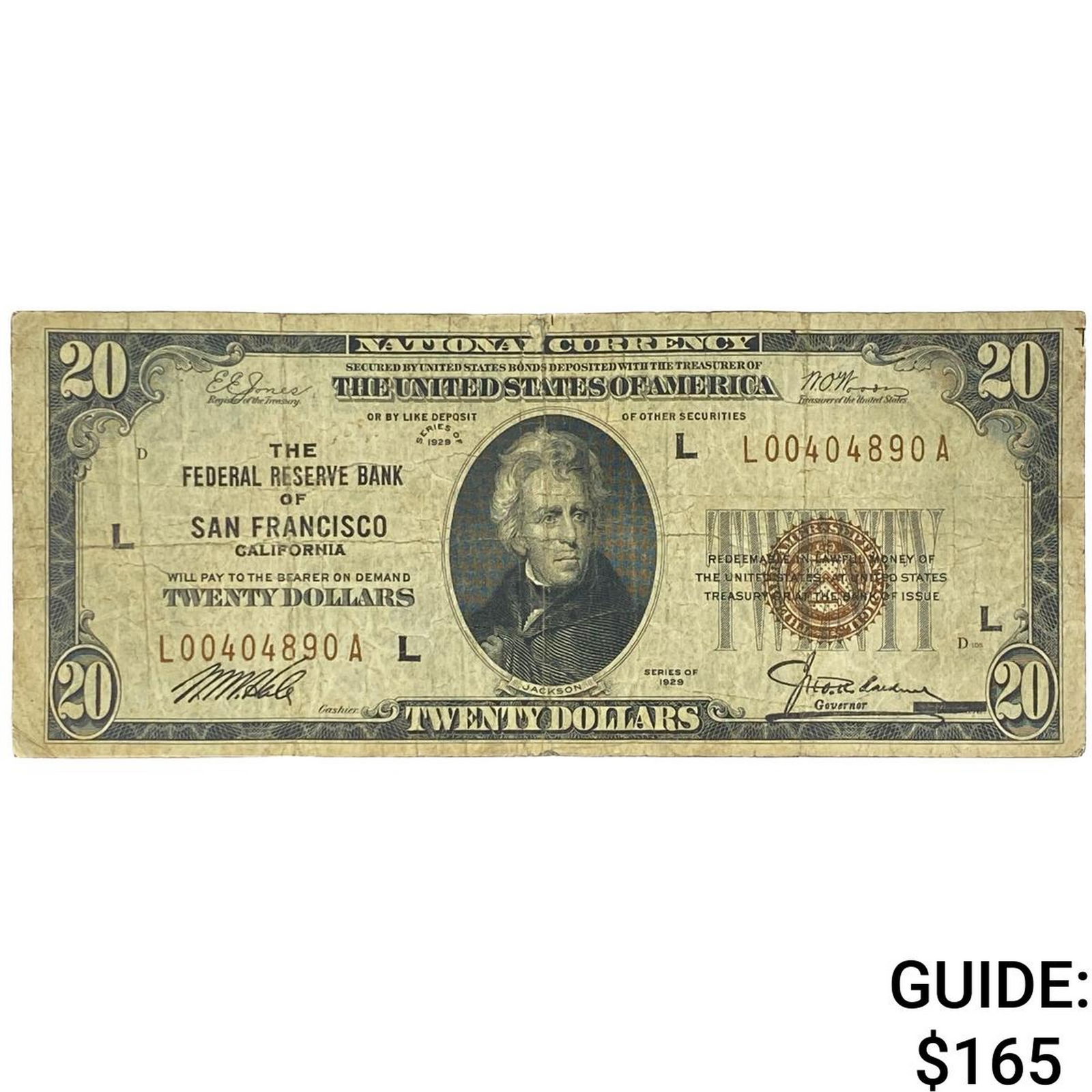 1929 $20 U.S. Federal Reserve Note- San Fransisco 5 (1 of 2)