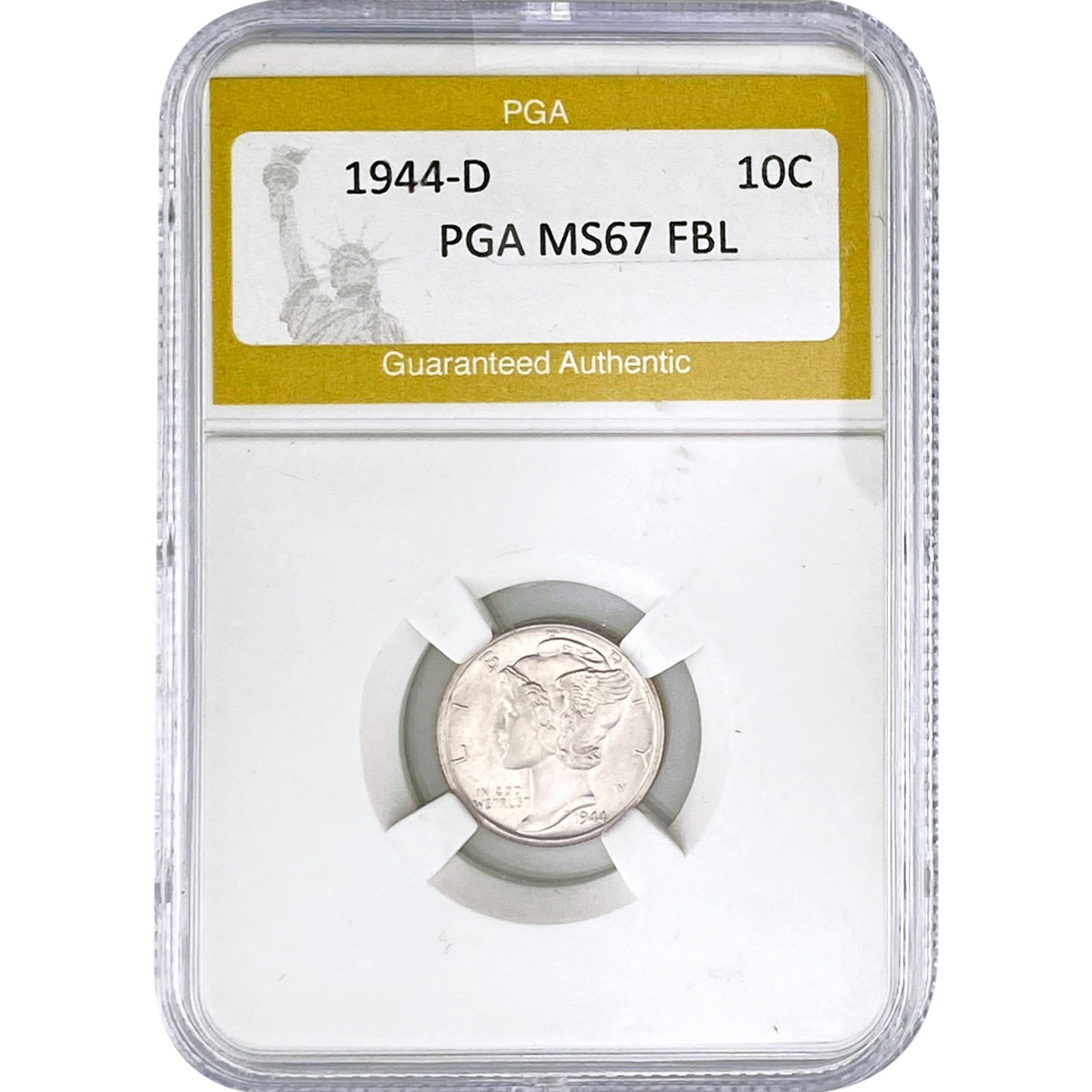 1944-D Mercury Silver Dime PGA MS67 FBL: 1944-D Mercury Silver Dime PGA MS67 FBL