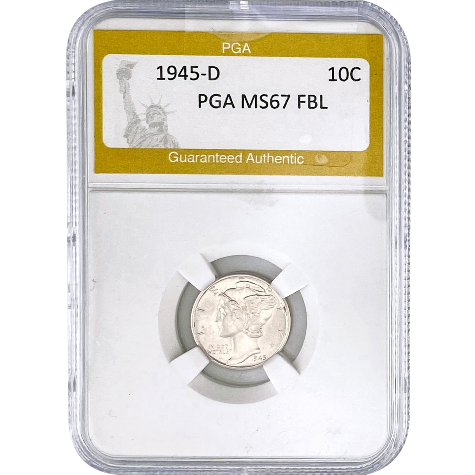 1945-D Mercury Silver Dime PGA MS67 FBL: 1945-D Mercury Silver Dime PGA MS67 FBL