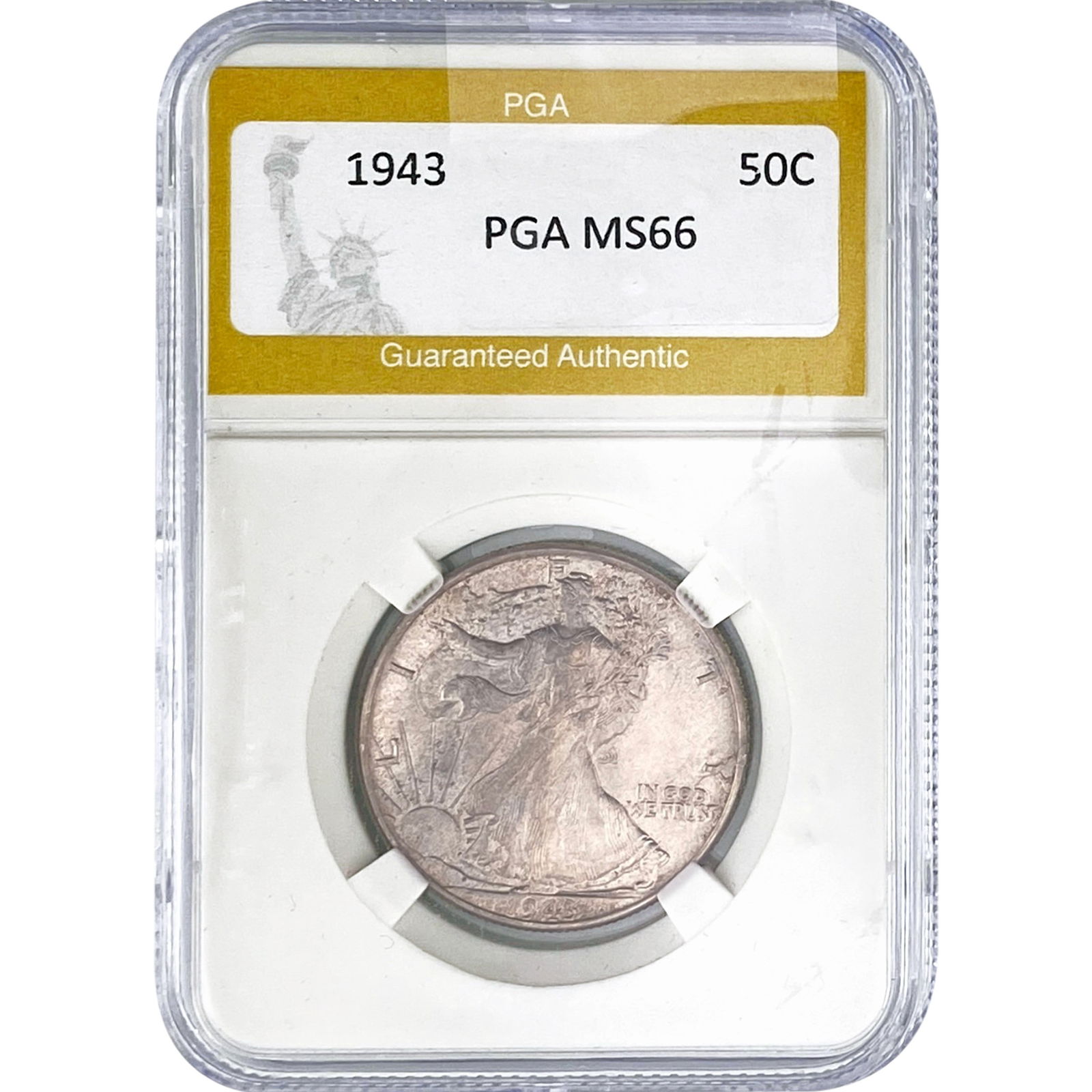 1943 Walking Liberty Half Dollar PGA MS66: 1943 Walking Liberty Half Dollar PGA MS66