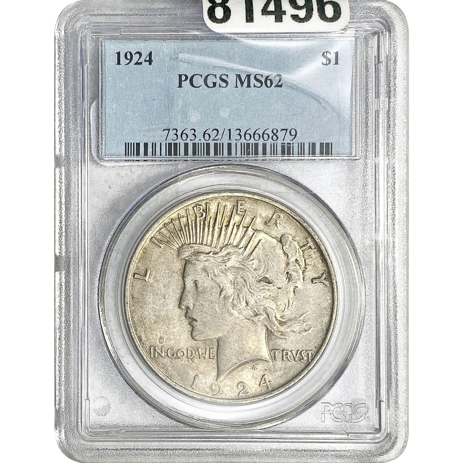 1924 Silver Peace Dollar PCGS MS62 (1 of 2)