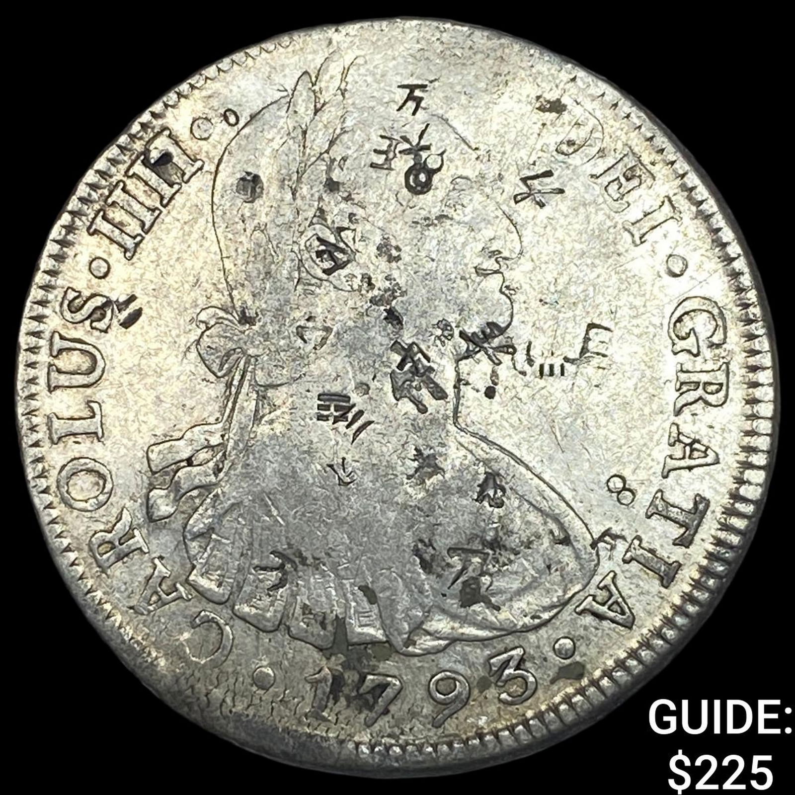 1793 Mexico Silver 8 Reales Chopmark: 1793 Mexico Silver 8 Reales Chopmark