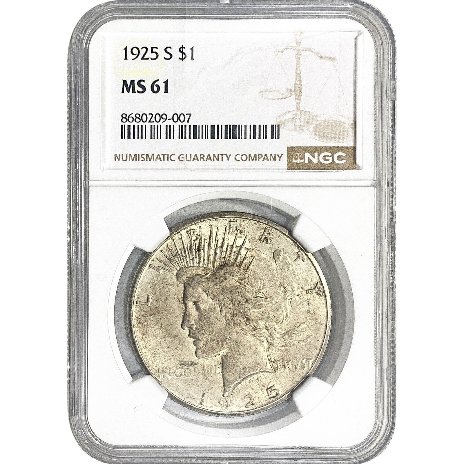 1925-S Silver Peace Dollar NGC MS61 (1 of 2)