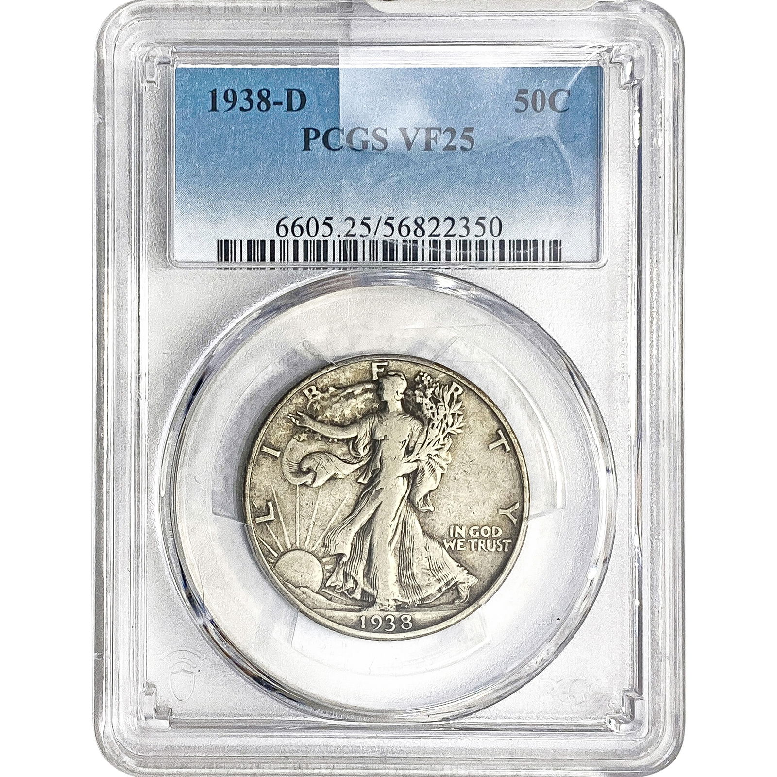 1938-D Walking Liberty Half Dollar PCGS VF25 Key: 1938-D Walking Liberty Half Dollar PCGS VF25 Key