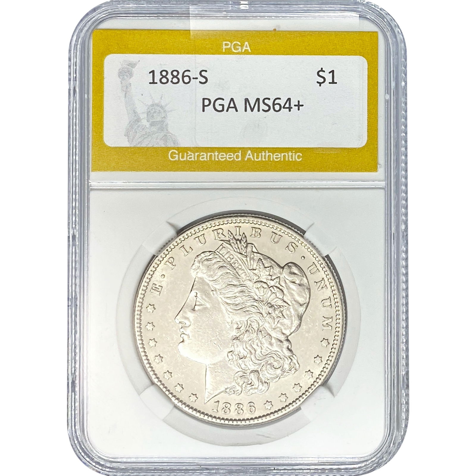1886-S Morgan Silver Dollar PGA MS64+: 1886-S Morgan Silver Dollar PGA MS64+