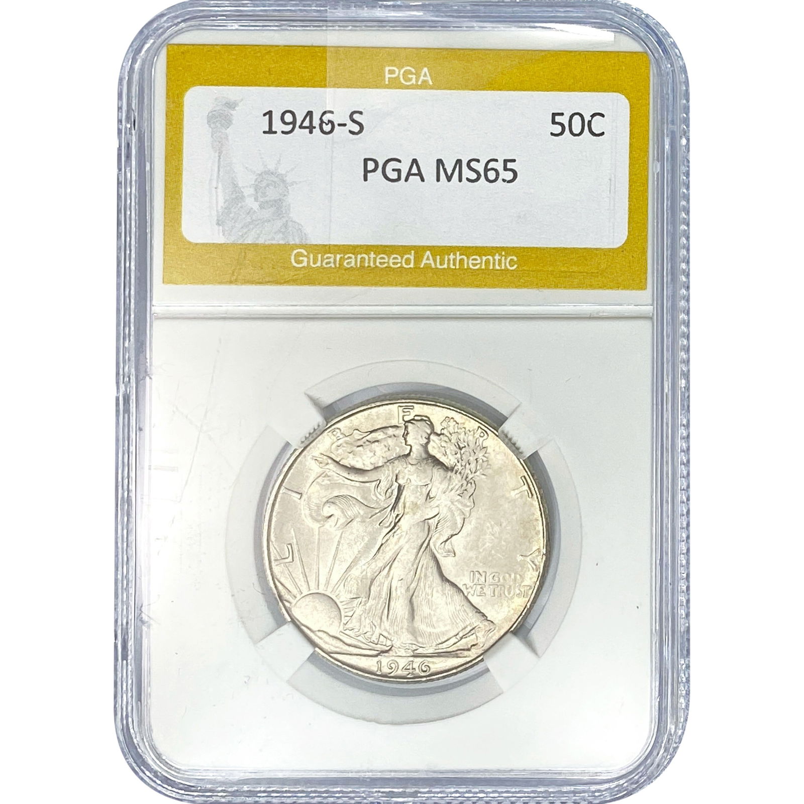 1946-S Walking Liberty Half Dollar PGA MS65: 1946-S Walking Liberty Half Dollar PGA MS65