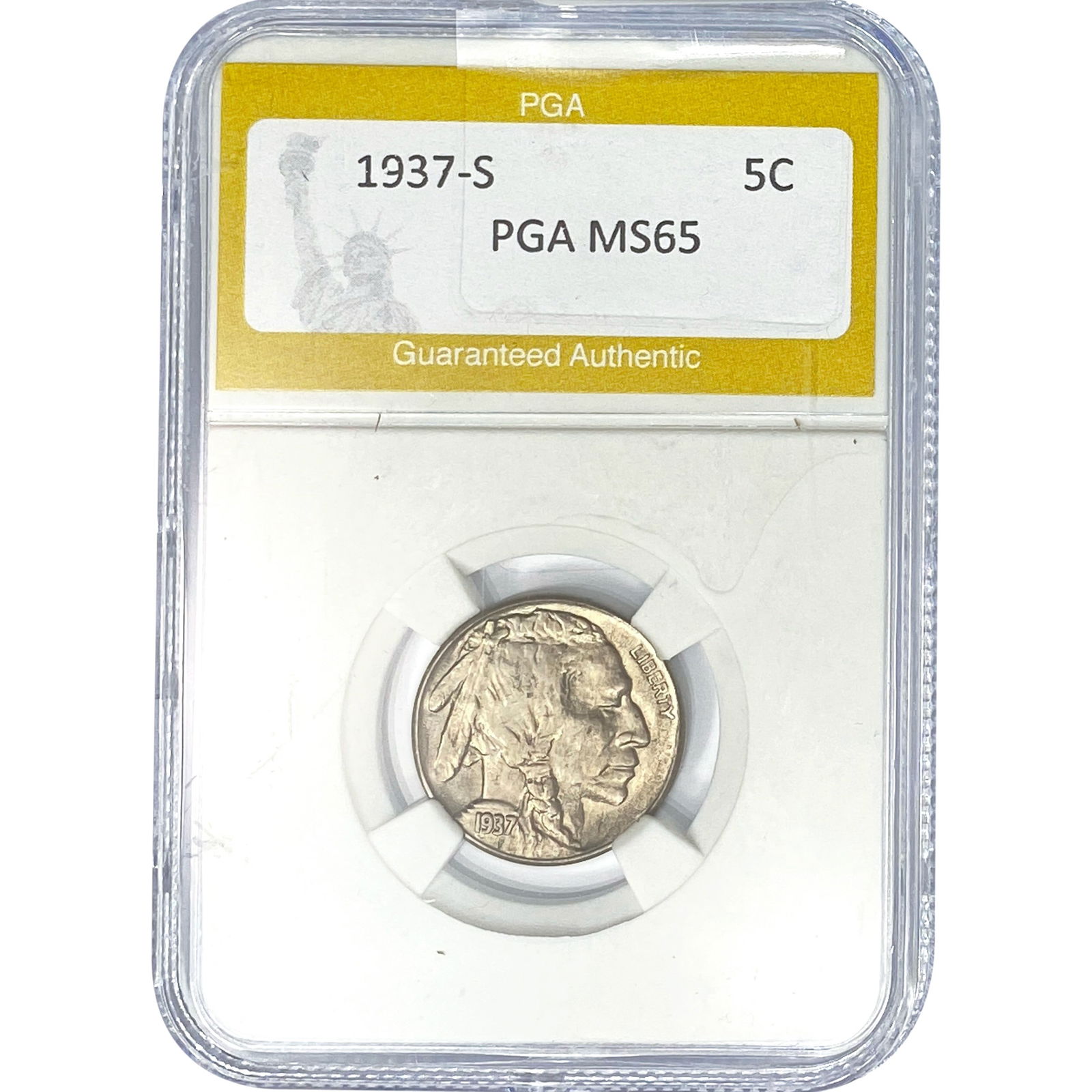 1937-S Buffalo Nickel PGA MS65: 1937-S Buffalo Nickel PGA MS65