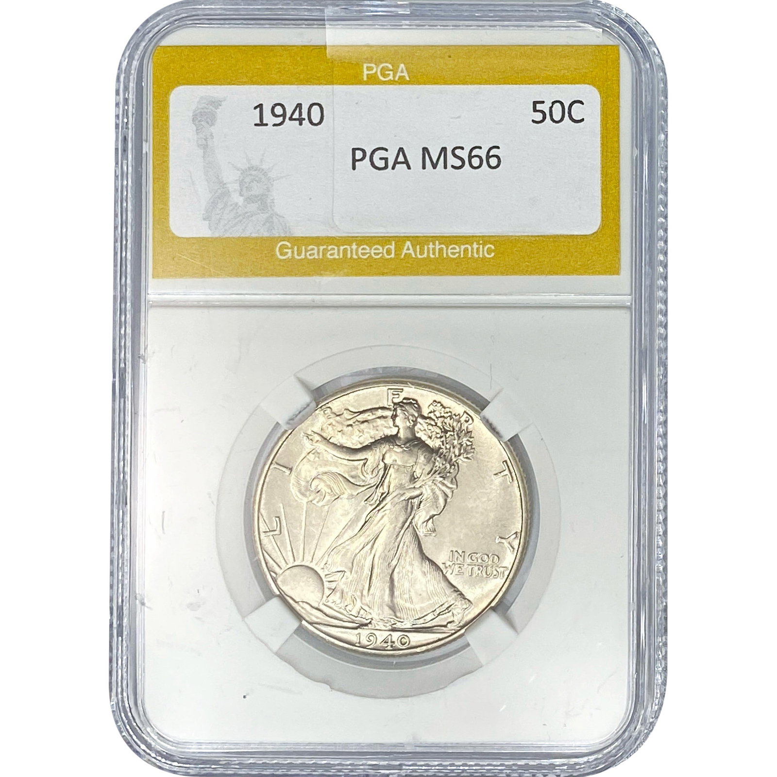 1940 Walking Liberty Half Dollar PGA MS66: 1940 Walking Liberty Half Dollar PGA MS66