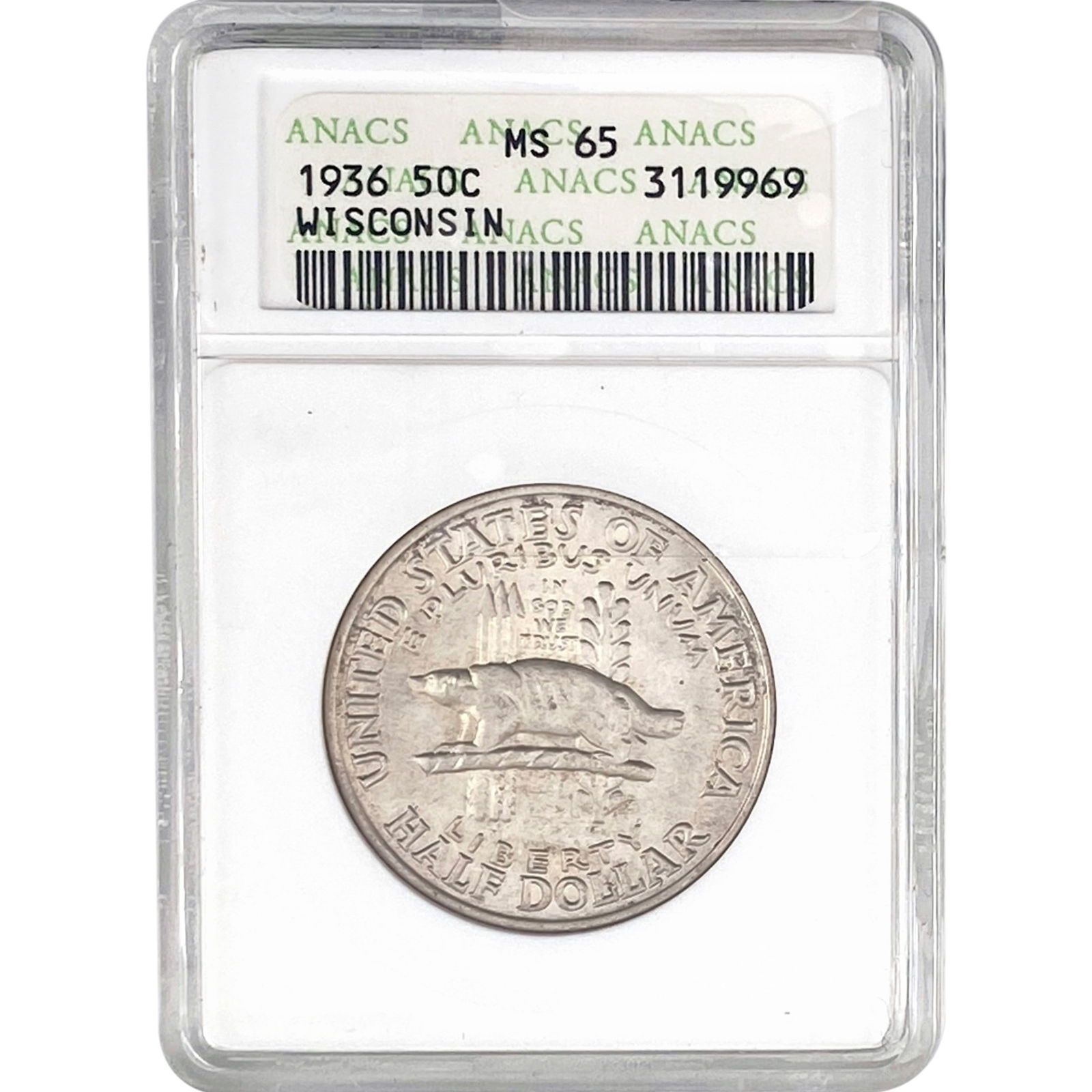 1936 Wisconsin Half Dollar ANACS MS65 (1 of 2)