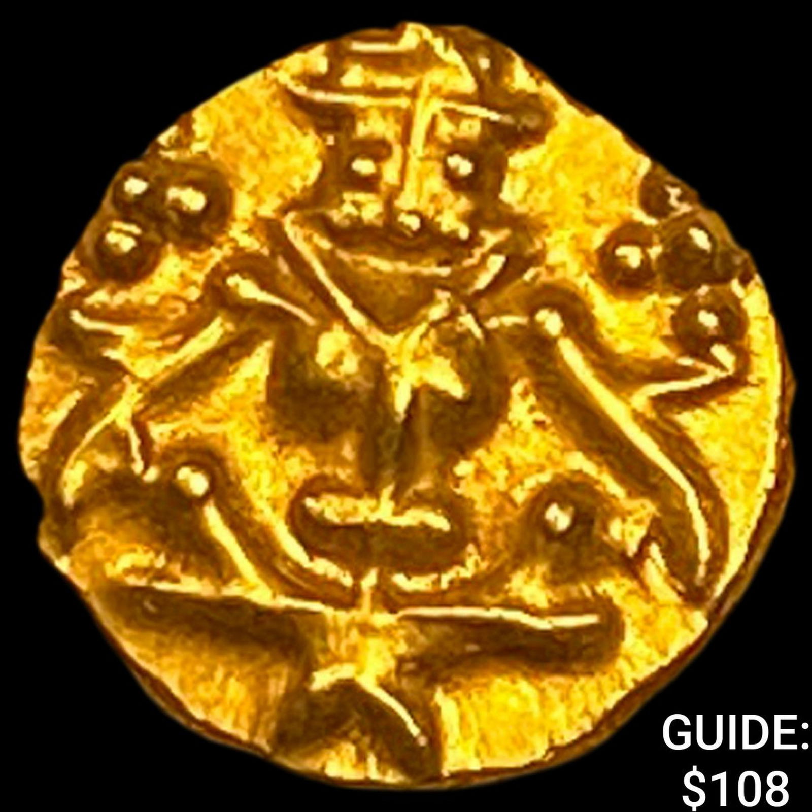 1638-1812 India Mysore .012 Gold Fanam UNCIRCULATED: 1638-1812 India Mysore .012 Gold Fanam UNCIRCULATED