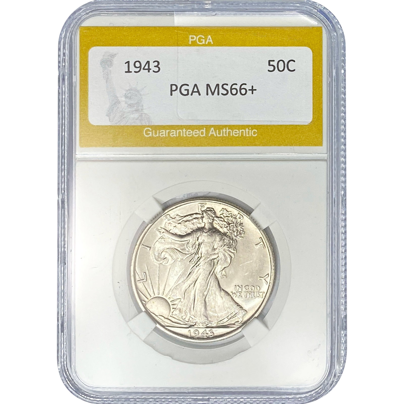 1943 Walking Liberty Half Dollar PGA MS66+: 1943 Walking Liberty Half Dollar PGA MS66+