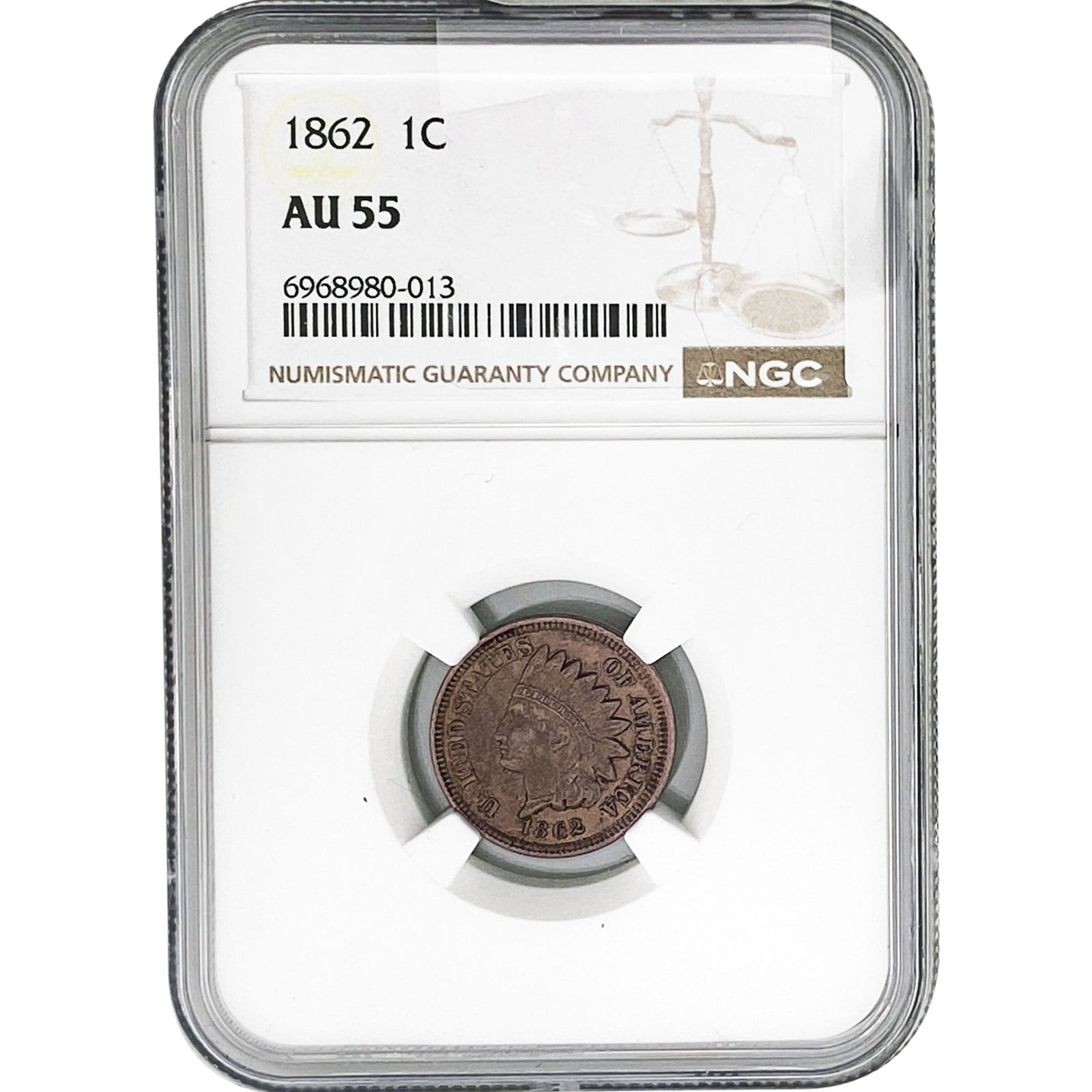 1862 Indian Head Cent NGC AU55 (1 of 2)