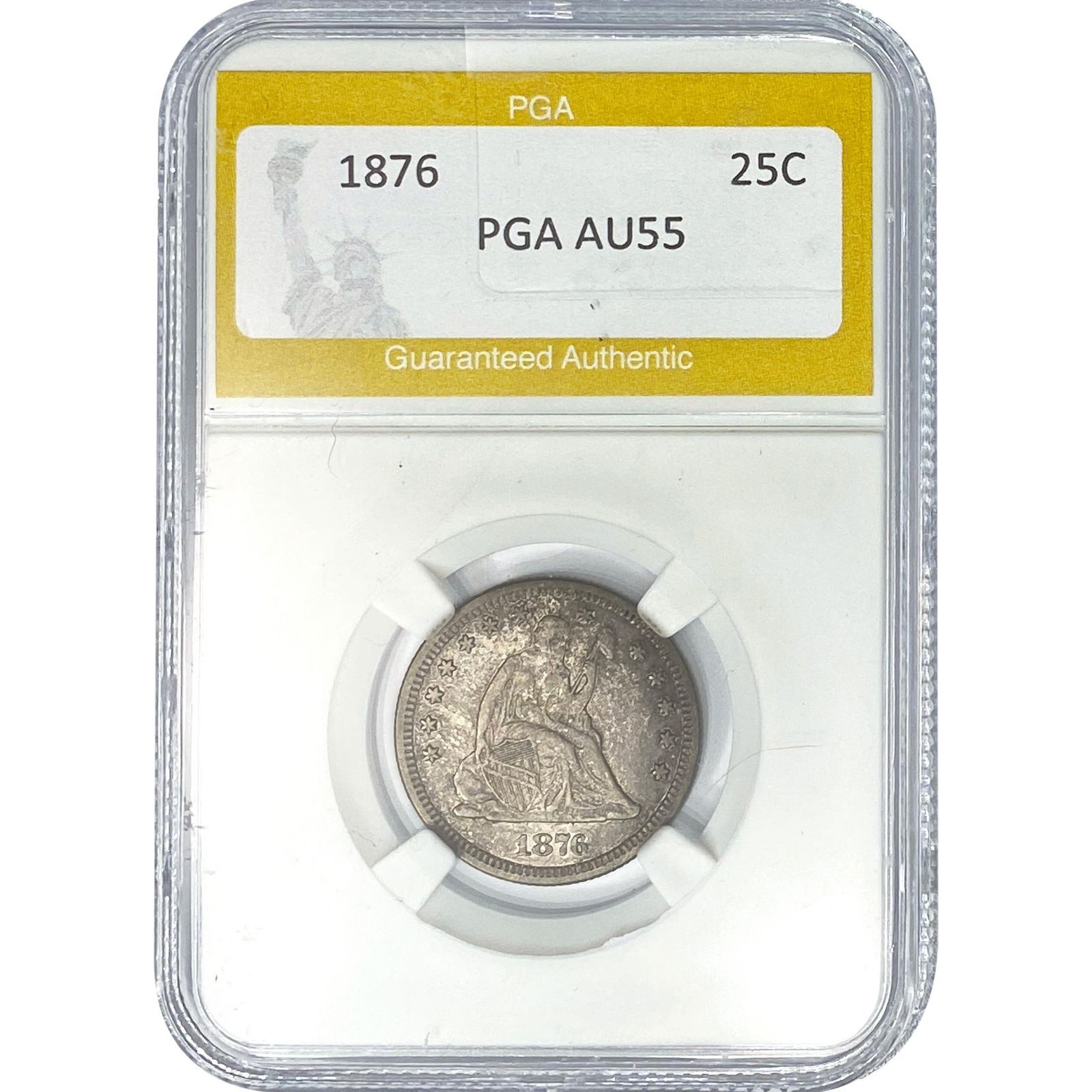 1876 Seated Liberty Quarter PGA AU55 (1 of 2)
