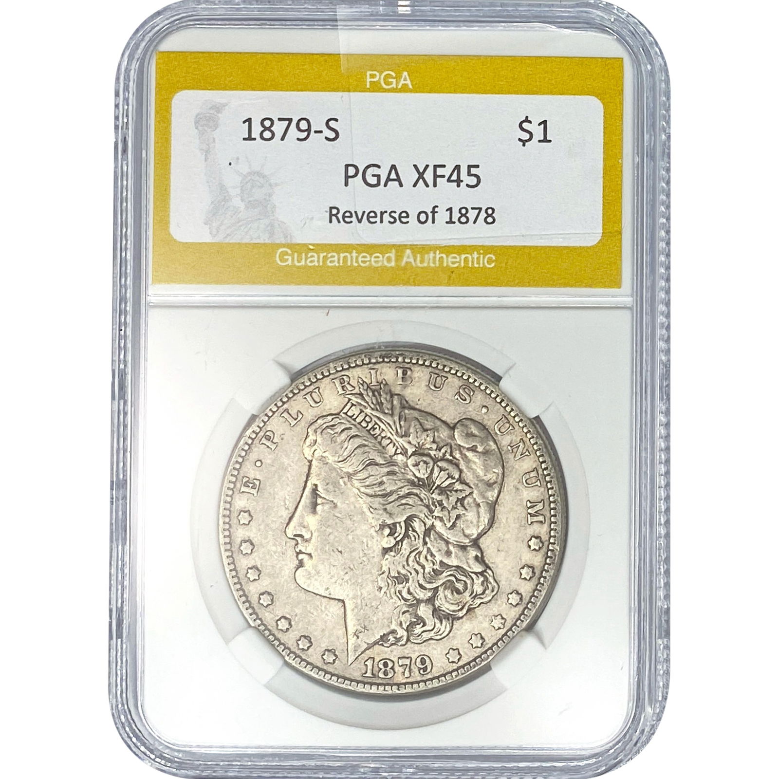 1879-S Rev 78 Morgan Silver Dollar PGA XF45: 1879-S Rev 78 Morgan Silver Dollar PGA XF45