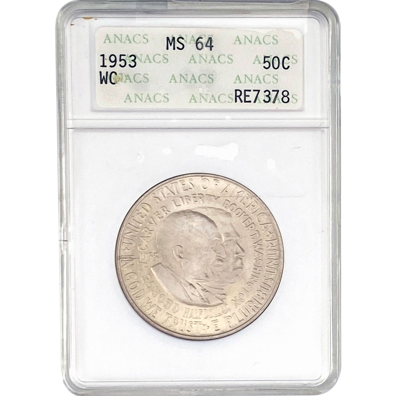 1953 Washington Carver Half Dollar ANACS MS64: 1953 Washington Carver Half Dollar ANACS MS64