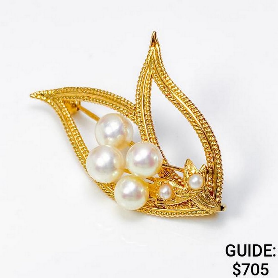 Vintage 14k yg Pearl Floral Brooch (4.8 grams) (1 of 5)