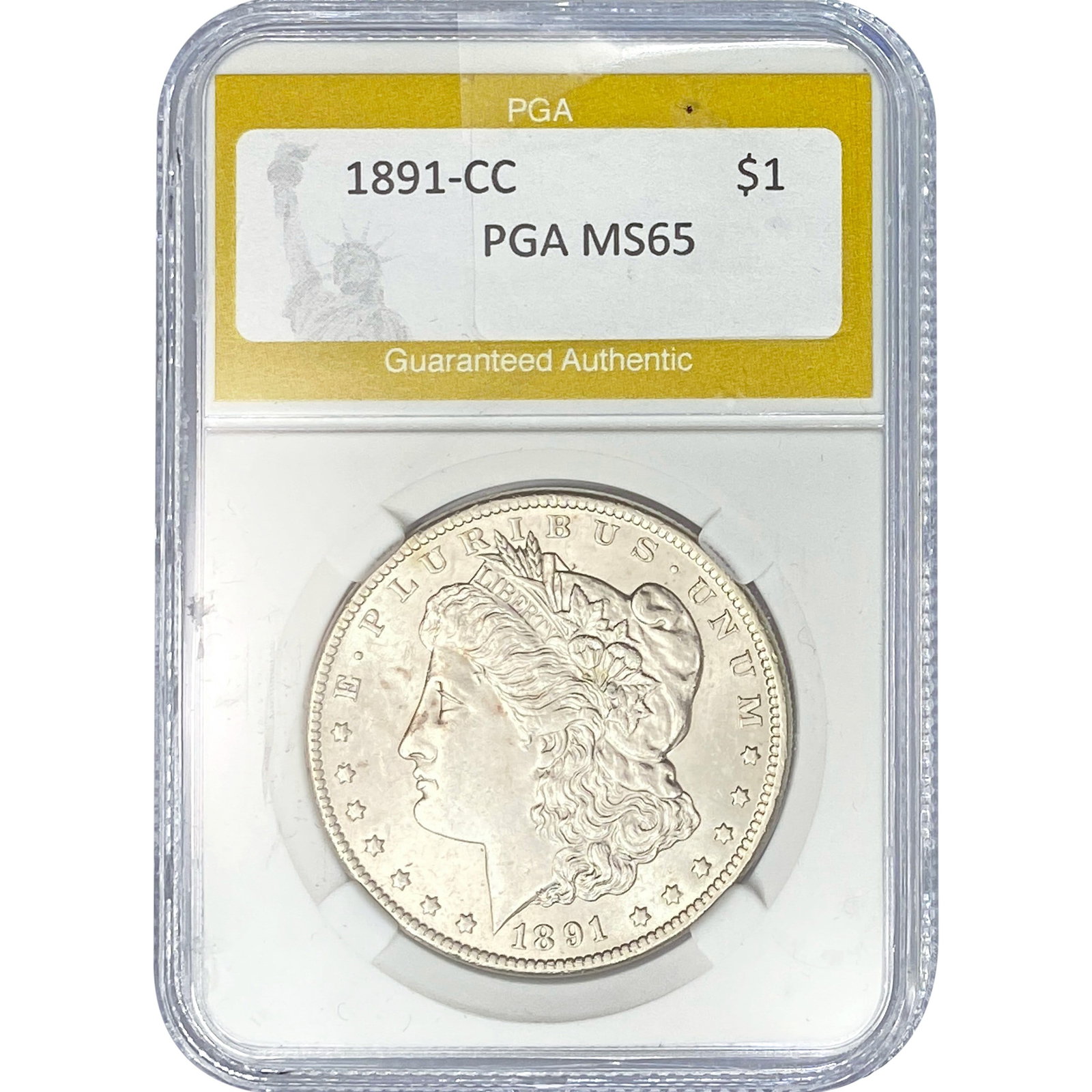 1891-CC Morgan Silver Dollar PGA MS65: 1891-CC Morgan Silver Dollar PGA MS65