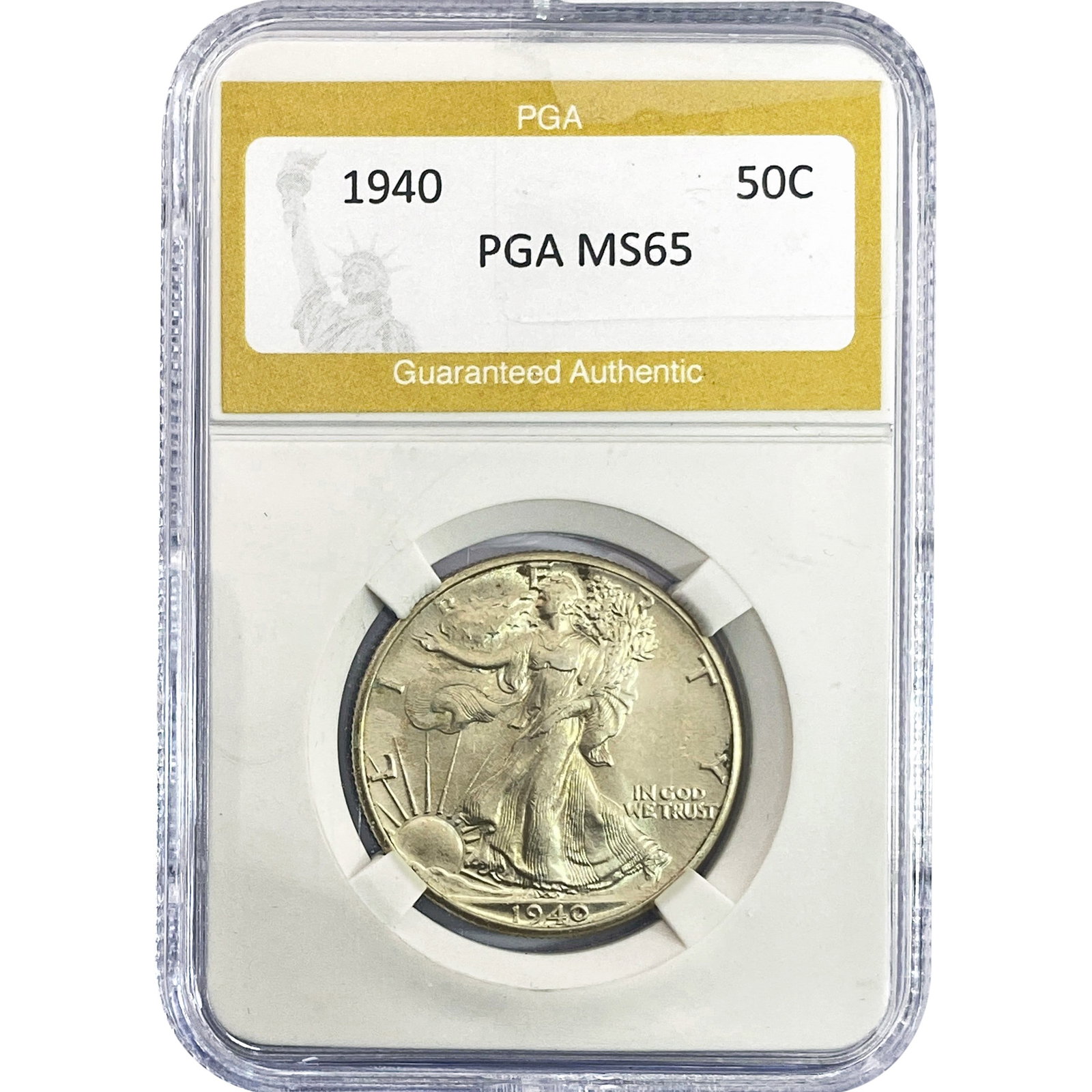 1940 Walking Liberty Half Dollar PGA MS65: 1940 Walking Liberty Half Dollar PGA MS65