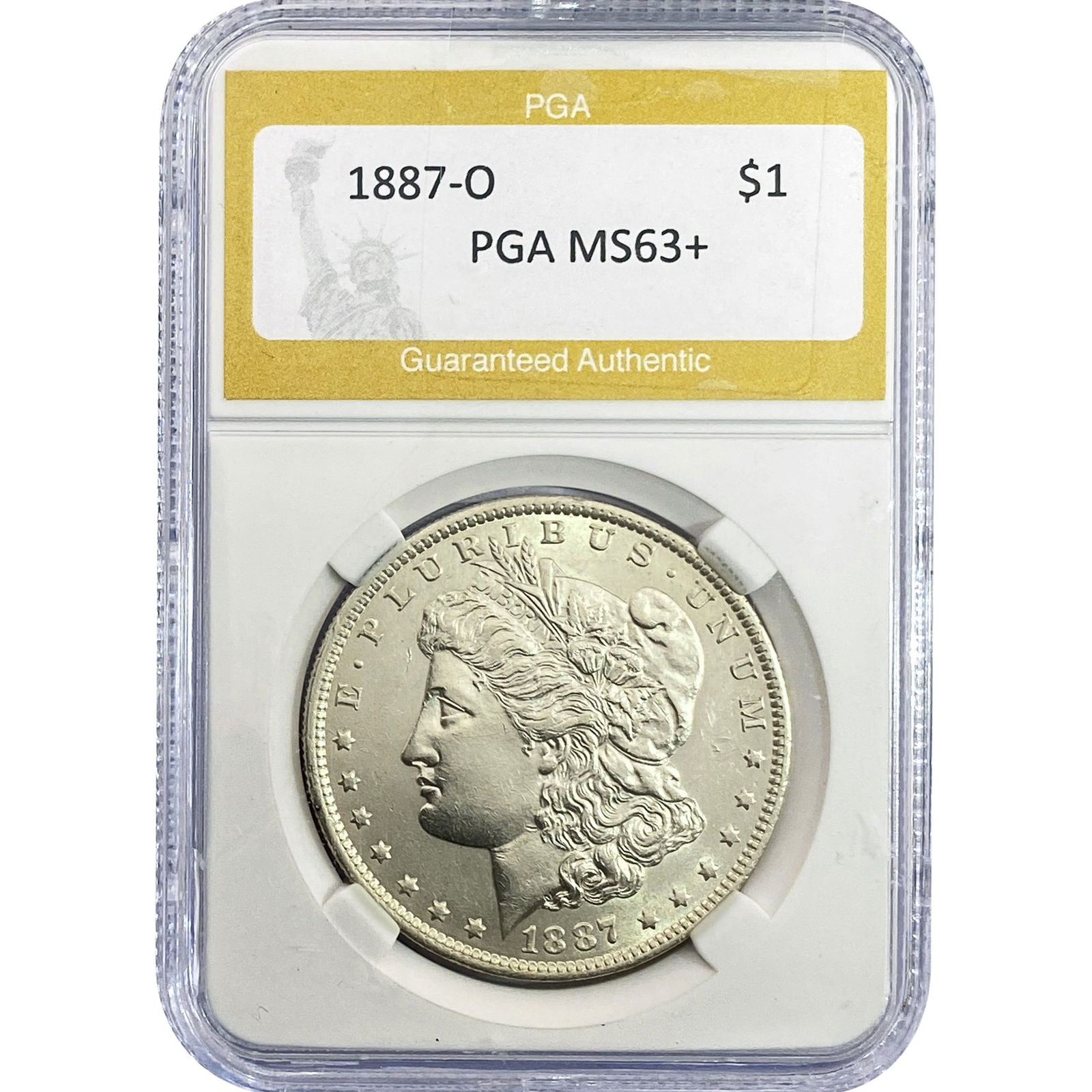 1887-O Morgan Silver Dollar PGA MS63+: 1887-O Morgan Silver Dollar PGA MS63+
