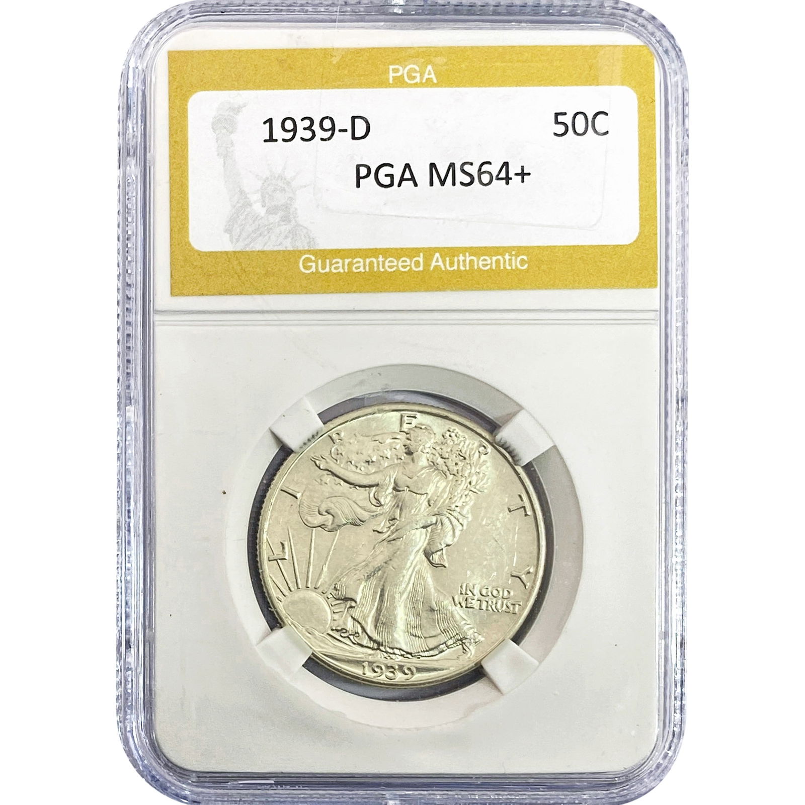 1939-D Walking Liberty Half Dollar PGA MS64+: 1939-D Walking Liberty Half Dollar PGA MS64+
