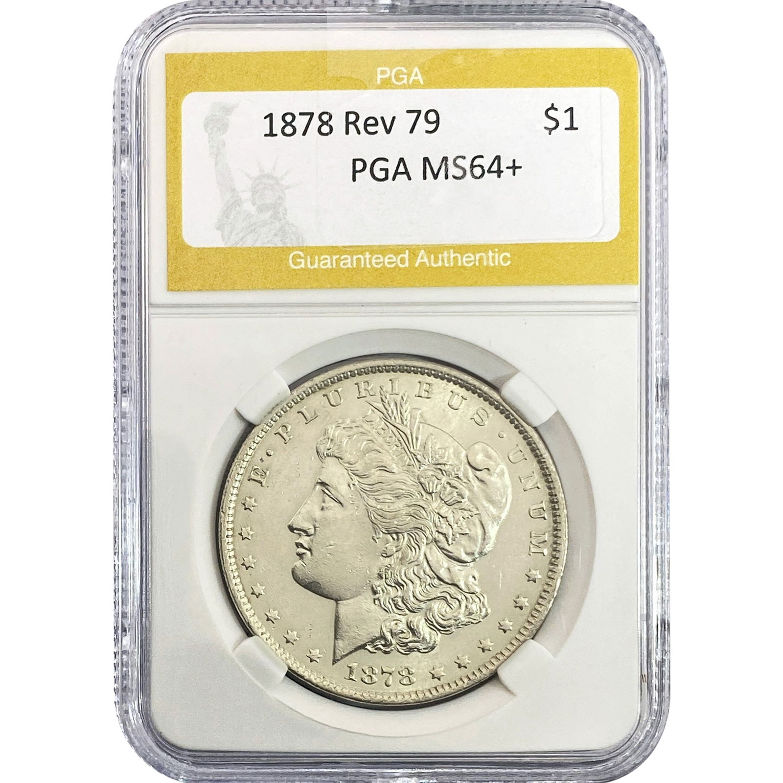 1878 Rev 79 Morgan Silver Dollar PGA MS64+: 1878 Rev 79 Morgan Silver Dollar PGA MS64+