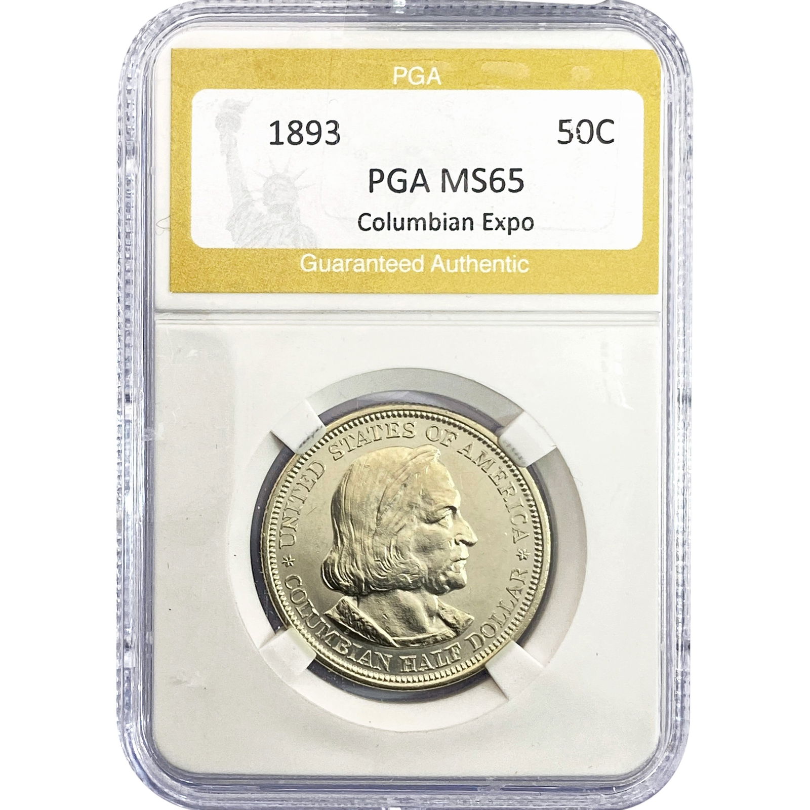 1893 Columbian Expo Half Dollar PGA MS65: 1893 Columbian Expo Half Dollar PGA MS65