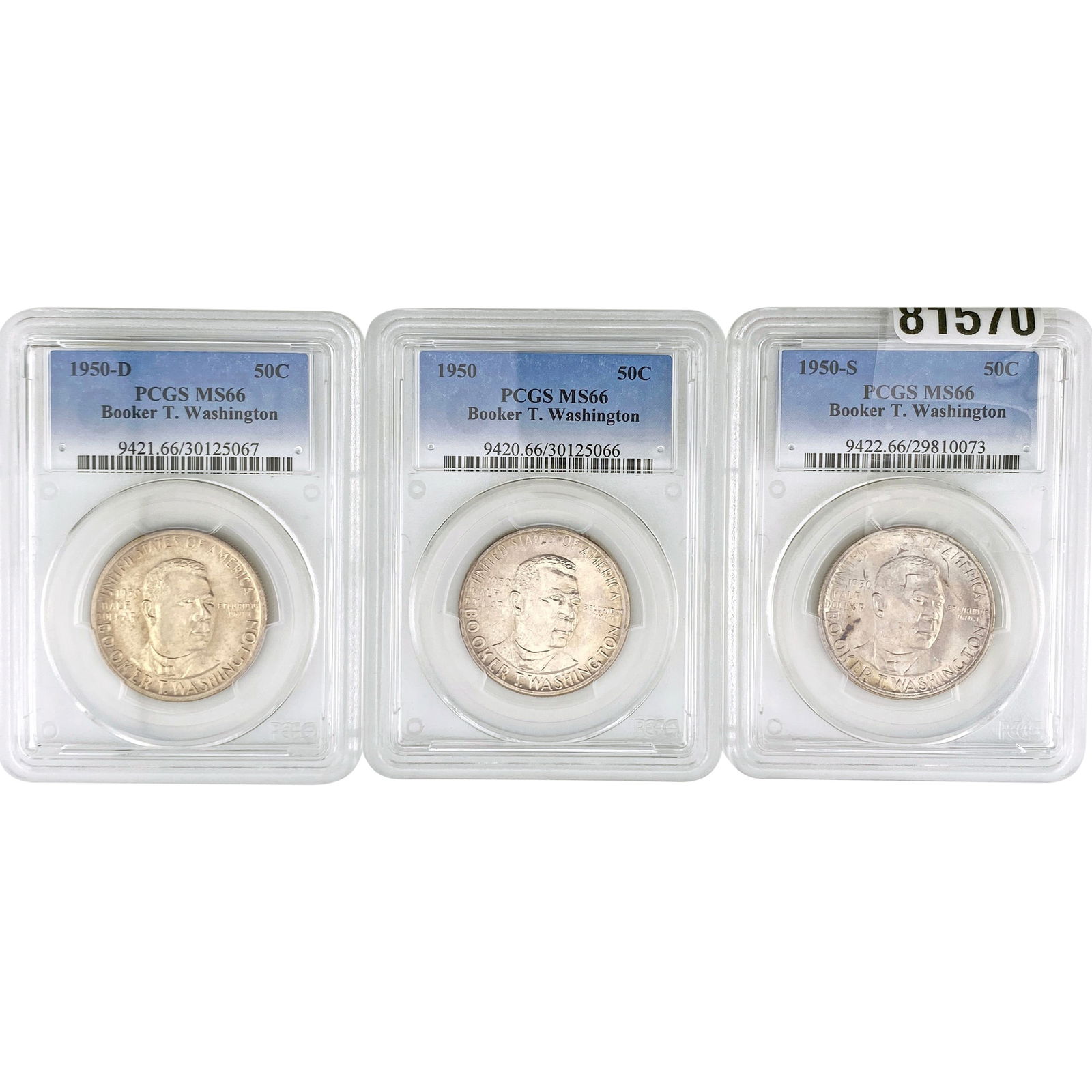 [3 Coins] 1950-S,D Booker T Half Dollar PCGS MS66 (1 of 2)