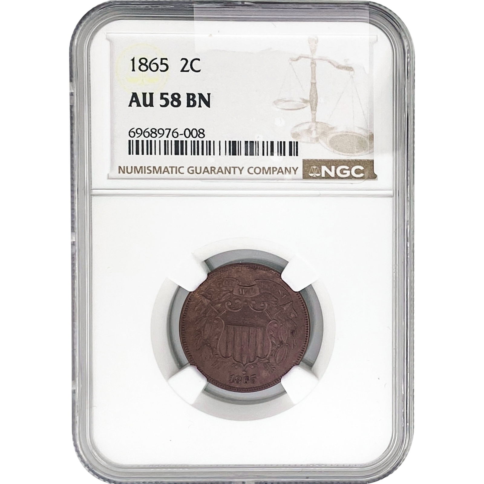1865 Two Cent Piece NGC AU58 BN (1 of 2)
