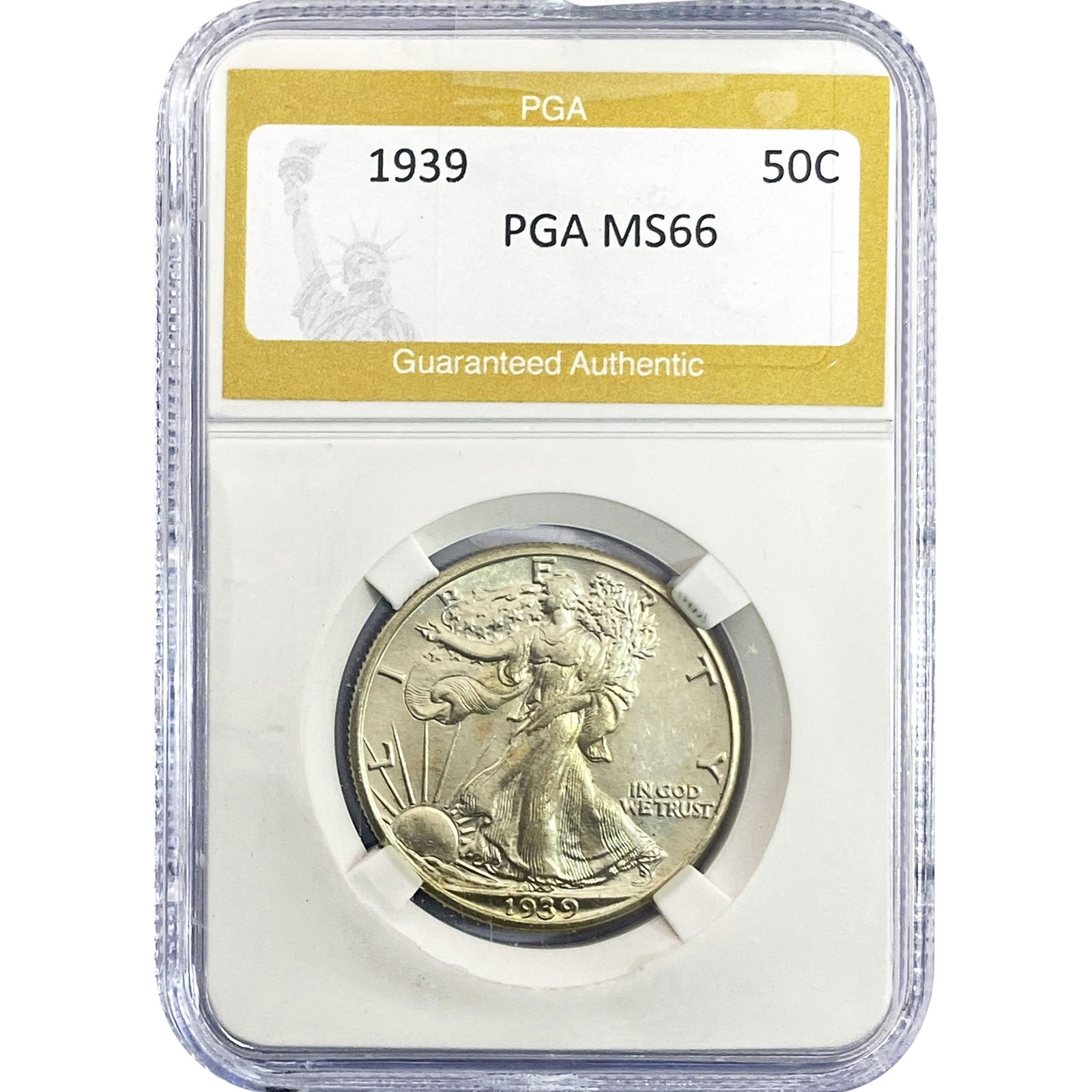 1939 Walking Liberty Half Dollar PGA MS66: 1939 Walking Liberty Half Dollar PGA MS66