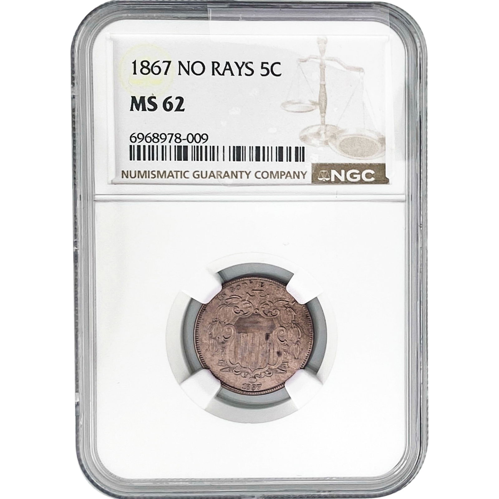 1867 Shield Nickel NGC MS62 No Rays (1 of 2)