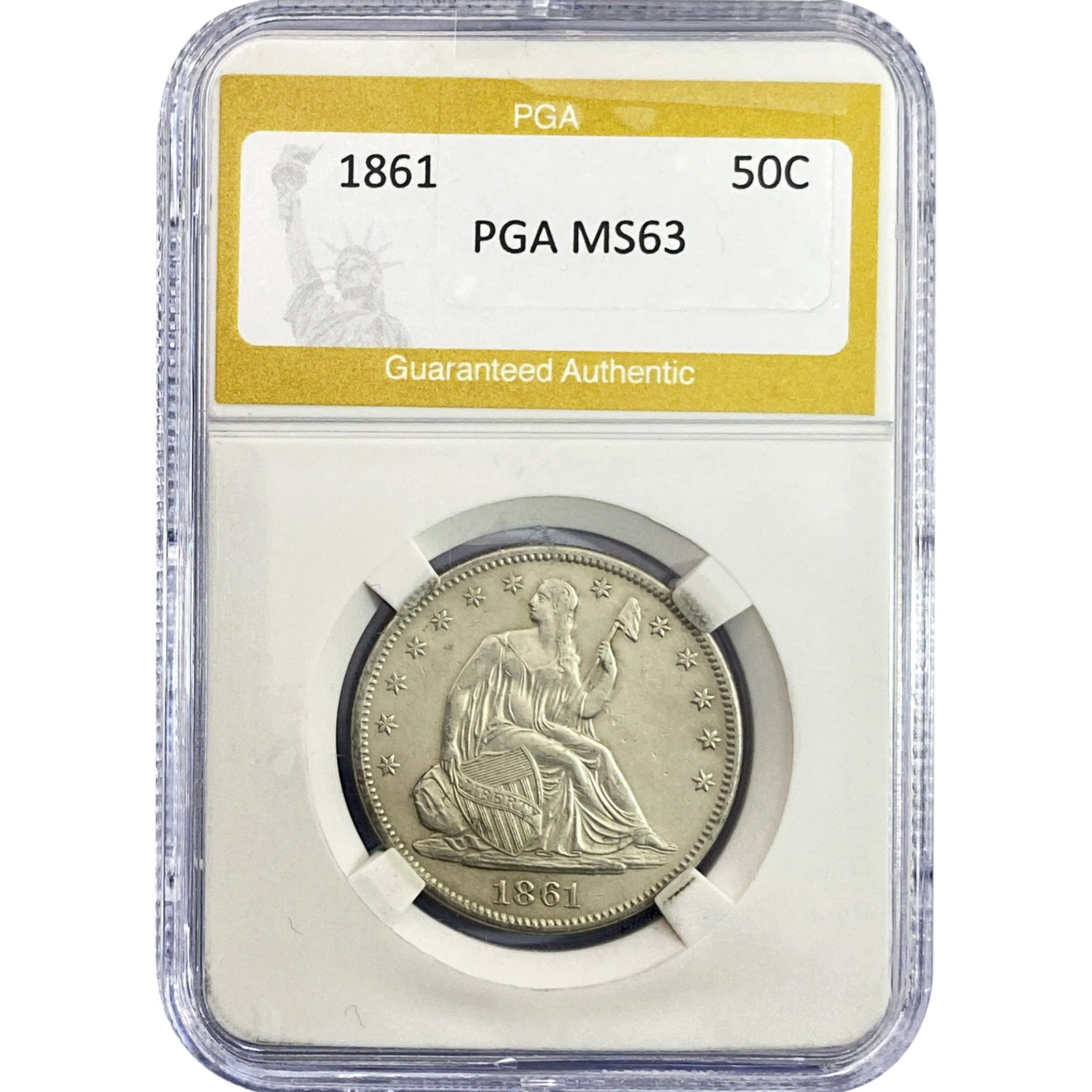 1861 Seated Liberty Half Dollar PGA MS63 (1 of 2)