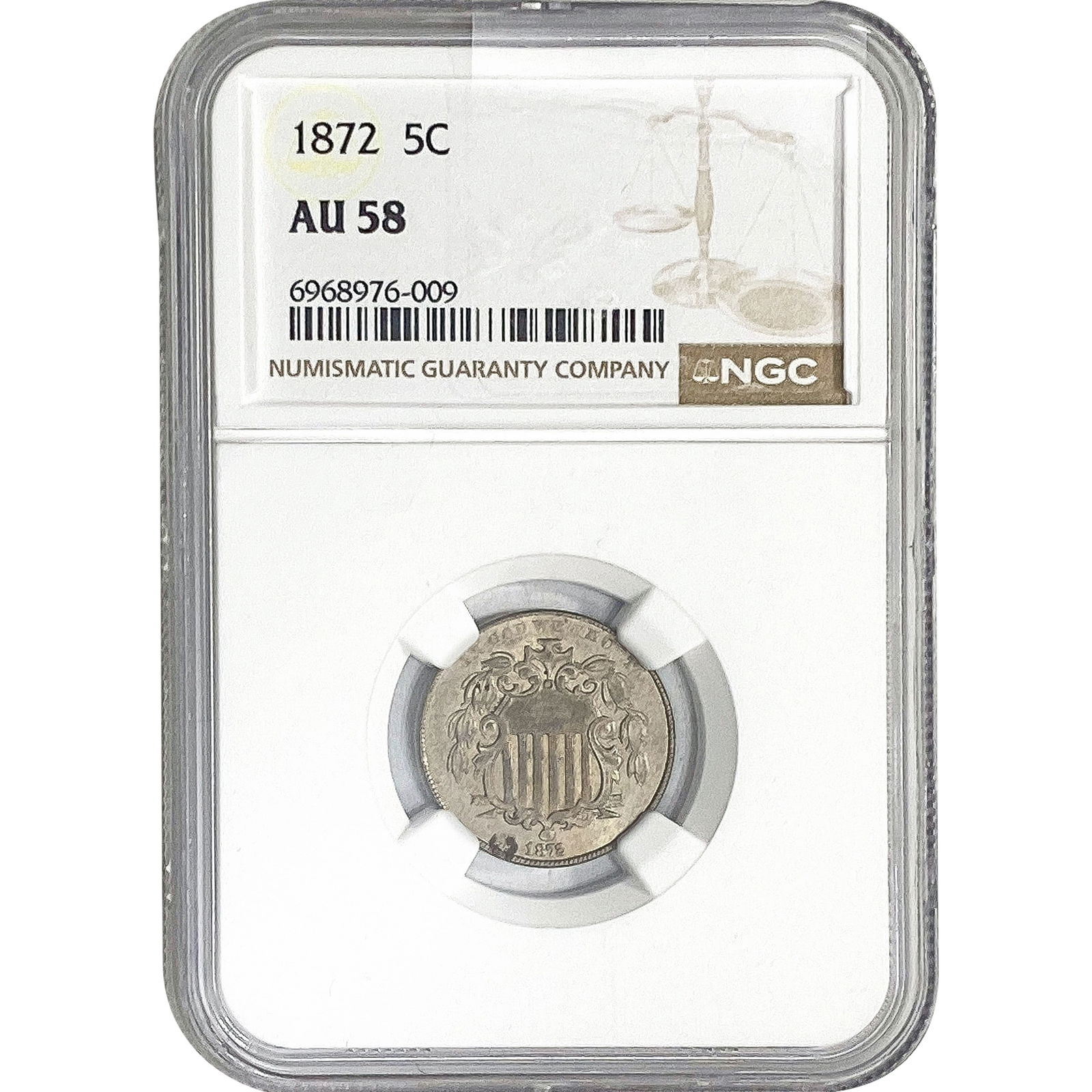 1872 Shield Nickel NGC AU58 (1 of 2)