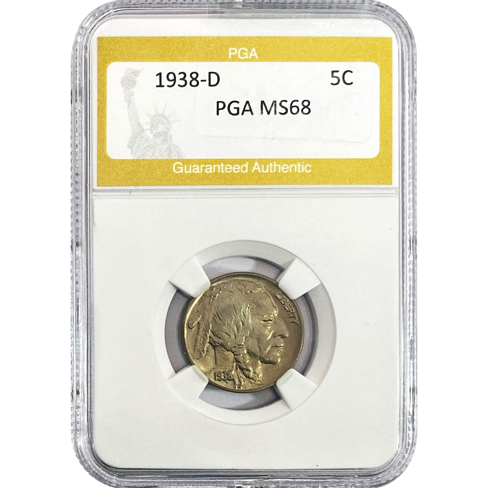 1938-D Buffalo Nickel PGA MS68: 1938-D Buffalo Nickel PGA MS68