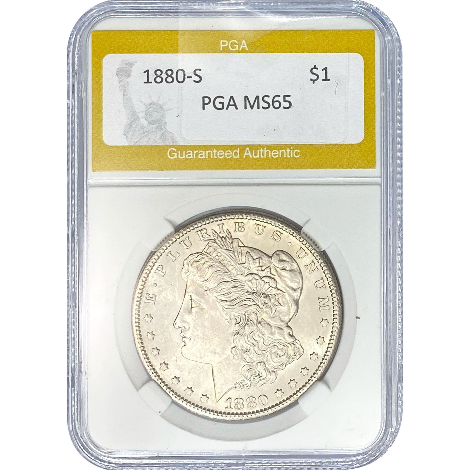 1880-S Morgan Silver Dollar PGA MS65: 1880-S Morgan Silver Dollar PGA MS65