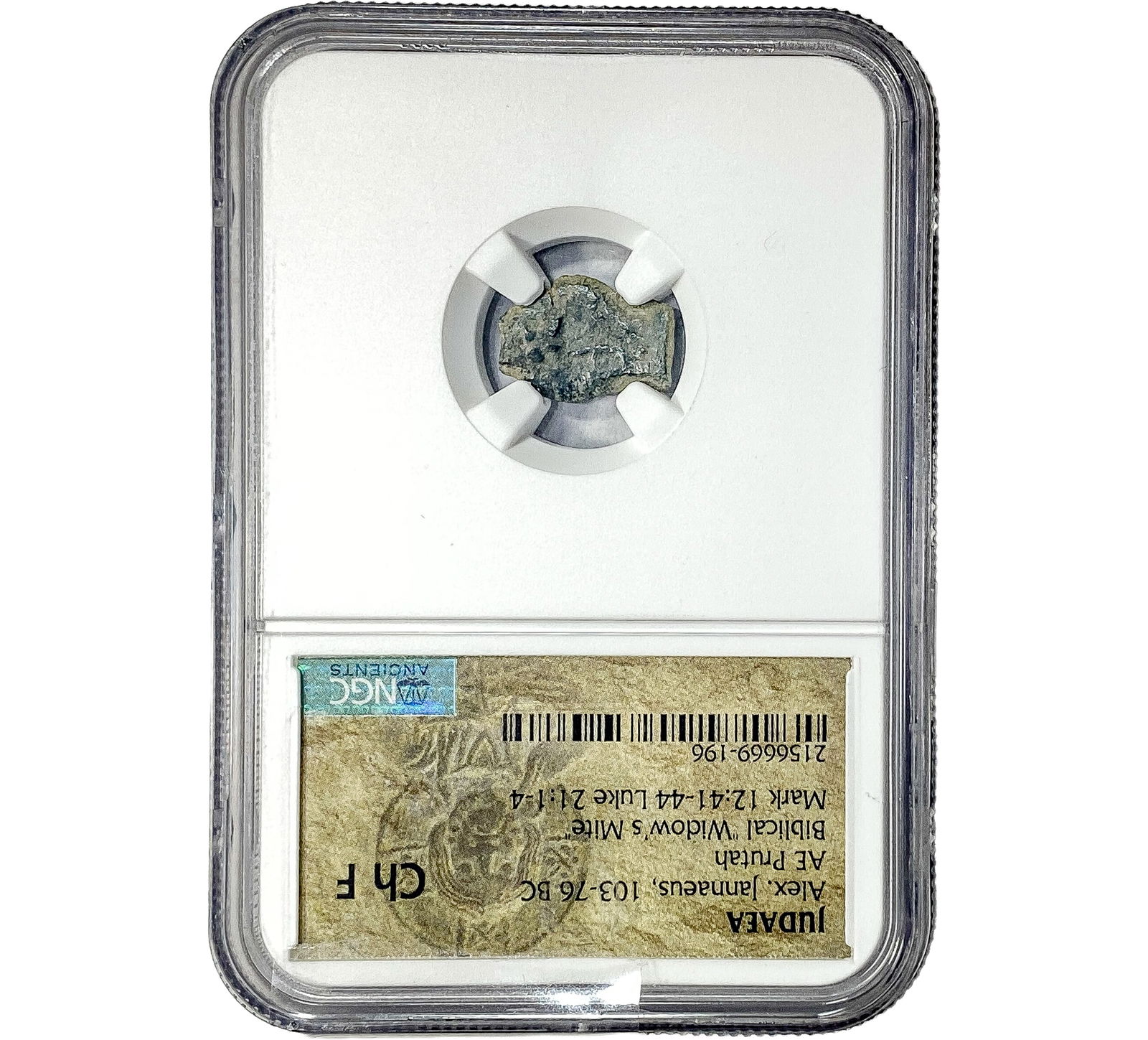 Judaea ALex Jannaeus 103-76 BC Bronze Prutah NGC CH F: Judaea ALex Jannaeus 103-76 BC Bronze Prutah NGC CH F