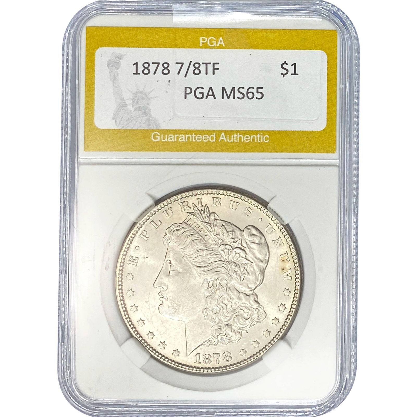 1878 7/8TF Morgan Silver Dollar PGA MS65: 1878 7/8TF Morgan Silver Dollar PGA MS65