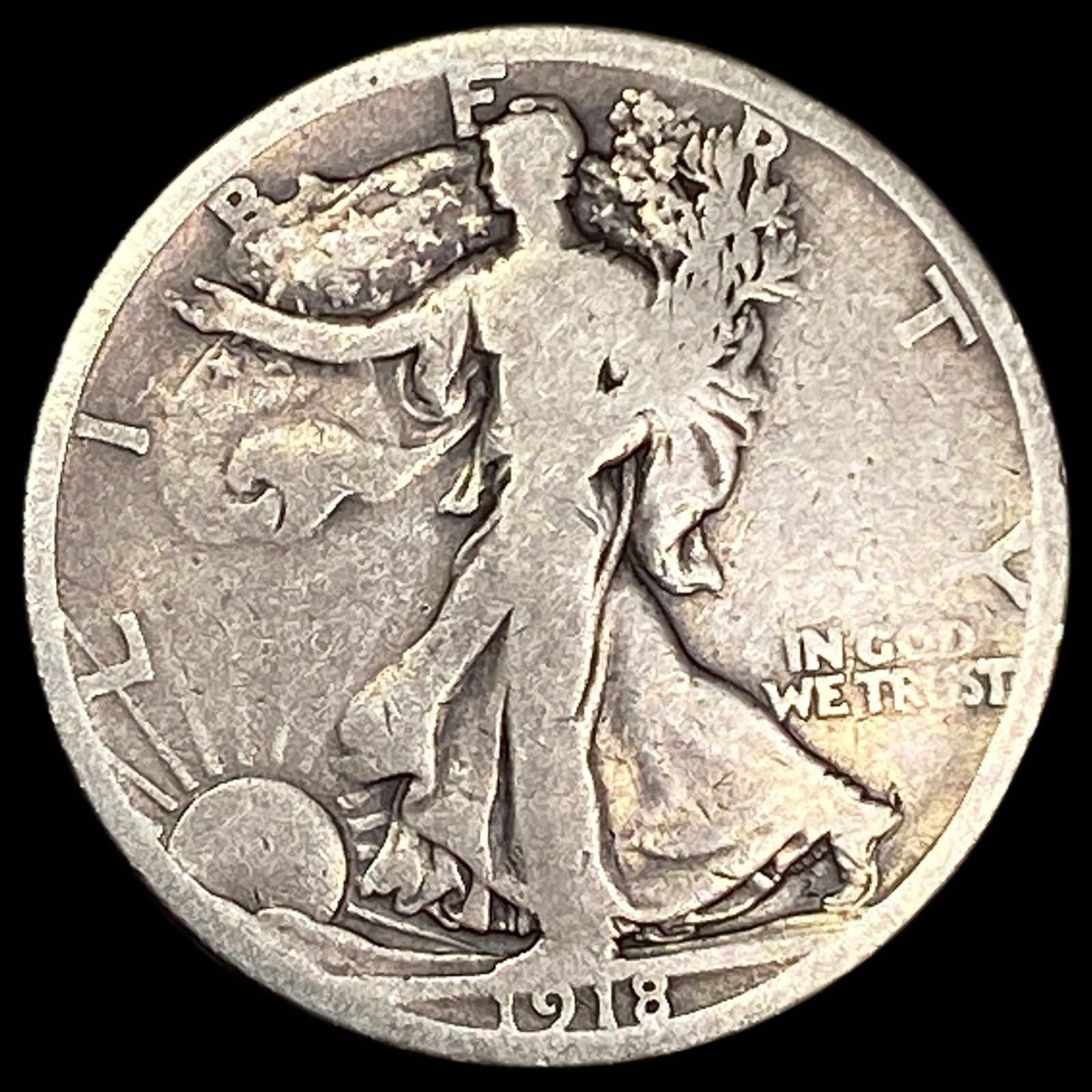 1918-S Silver Walking Liberty Half Dollar NICELY CIRCULATED (1 of 2)